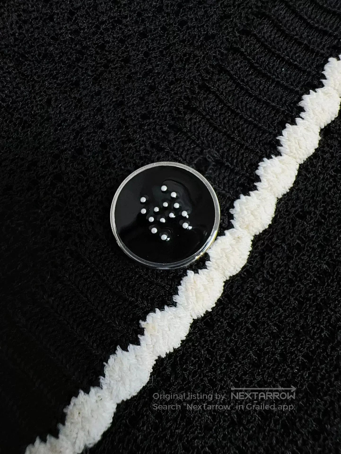Chanel Chanel Black White Knit Cardigan Coat. Size US M / EU 48-50 / 2 - 4 Thumbnail