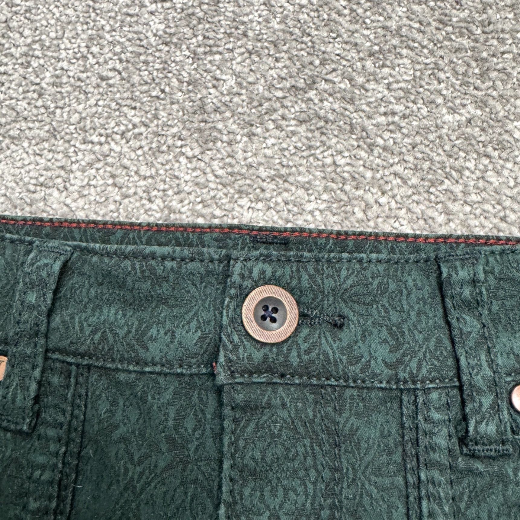 Vintage Pilcro And The Letter Press Jacquard Ankle Zip Denim Jeans Womens 26 Green 28x28 Size 26" / US 2 / IT 38 - 3 Thumbnail