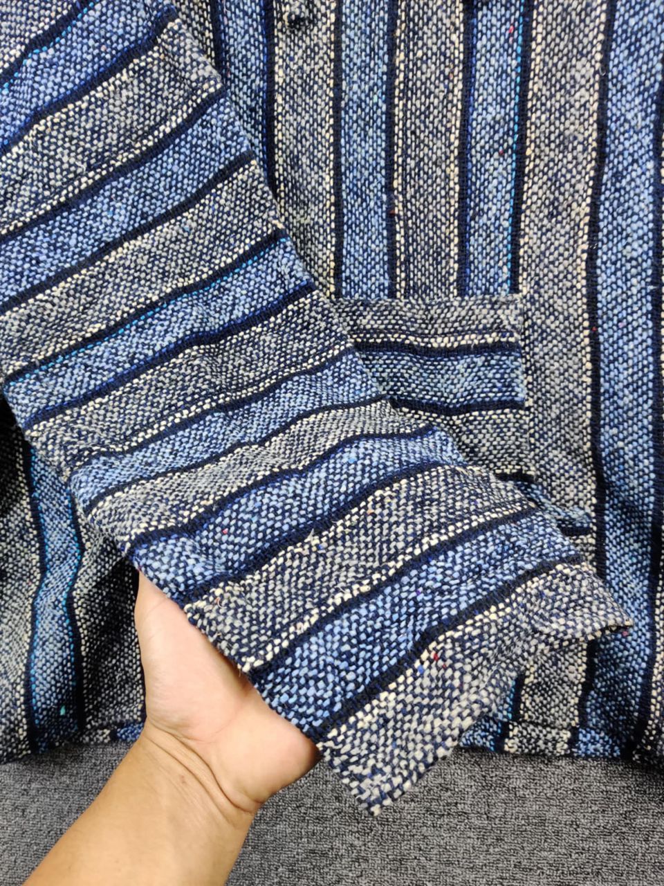 Vintage Vintage Mexican Baja Drug Rug Blue Grey Jacket Size US XXL / EU 58 / 5 - 9 Thumbnail