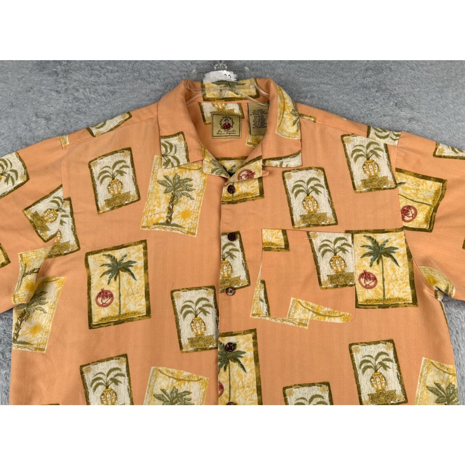 Vintage Joe Marlin Shirt Mens 2XL XXL Hawaii Orange Postcard Print Palm Tree Rayon Blend Size US XXL / EU 58 / 5 - 4 Thumbnail
