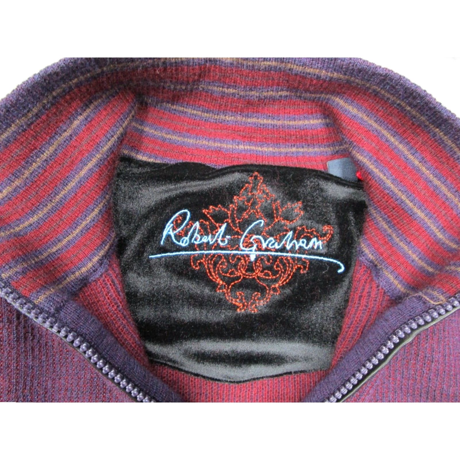 Robert Graham VINTAGE Robert Graham Sweater Mens XL Purple Knit Pullover 1/4 Zip Wool Casual Fall Winter Size US XL / EU 56 / 4 - 3 Thumbnail