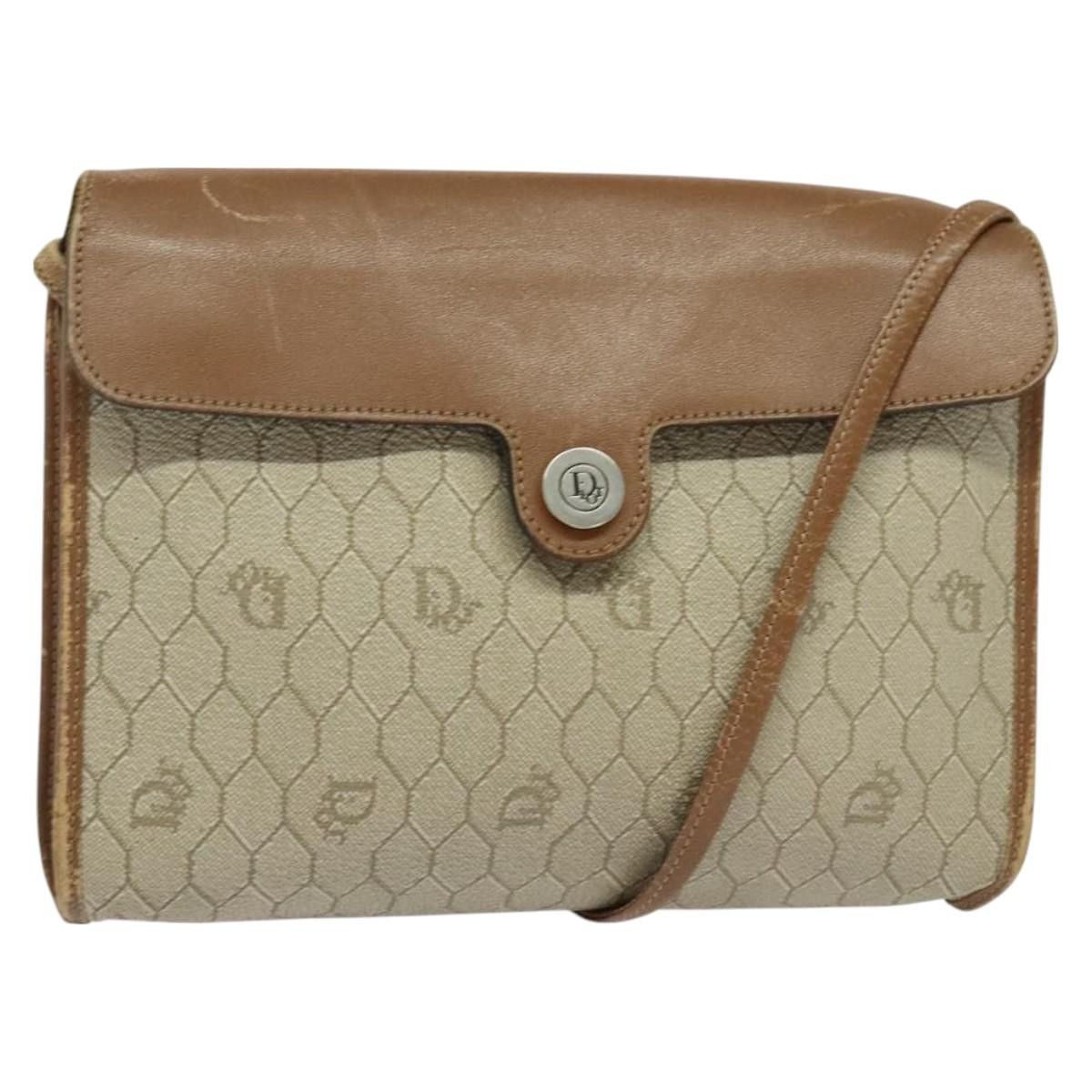 DIOR Honeycomb Canvas Shoulder Bag Pvc Beige