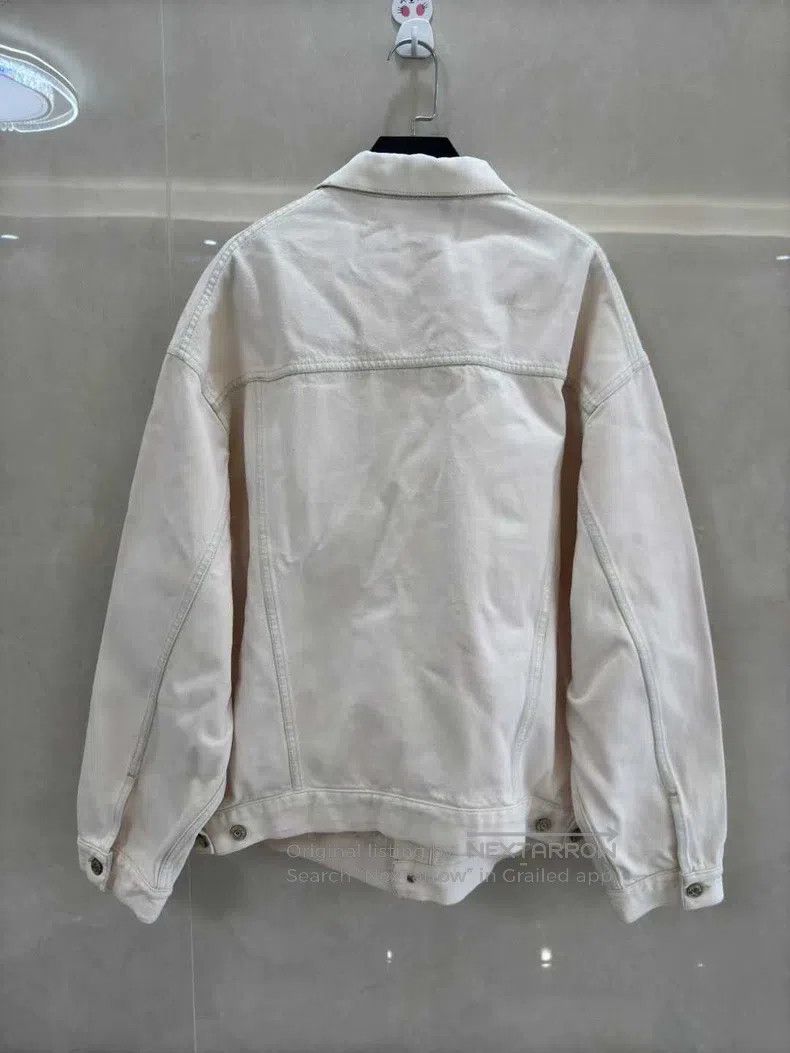 Balenciaga Balenciaga Letter Logo Embroidered White Denim Jacket Size US XS / EU 42 / 0 - 5 Thumbnail