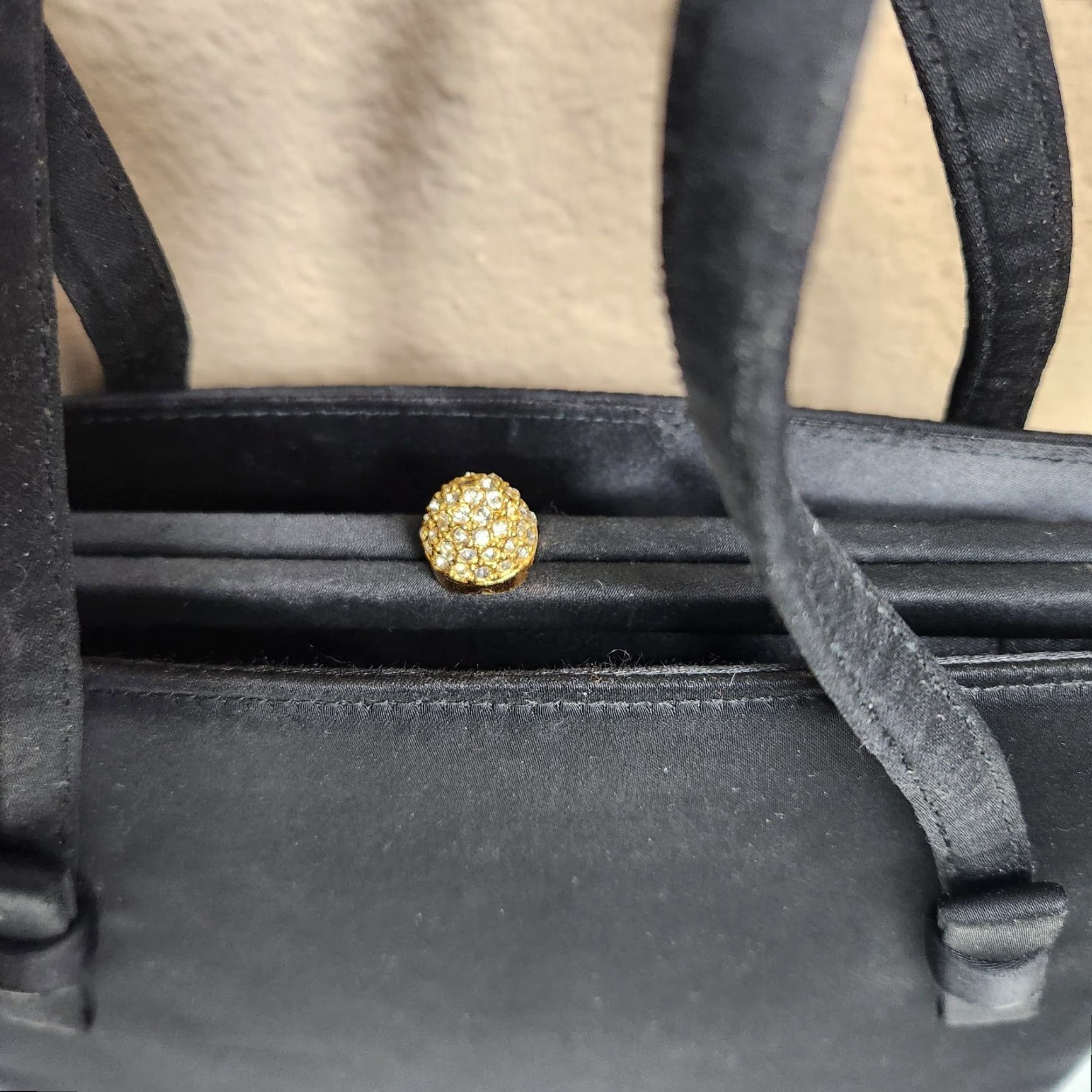 Vintage VINTAGE After Five Black Satin Structured Evening Bag w/Attached Coin Purse 1950s Women’s Satin Evening Bag Size ONE SIZE - 3 Thumbnail