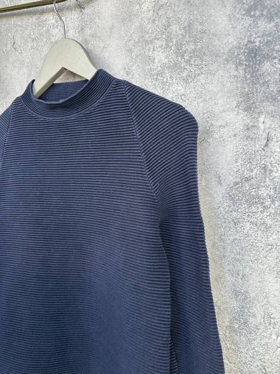 Cos COS Textured Cotton Mock Neck Ribbed Knit Sweater Navy Size XS / US 0-2 / IT 36-38 - 5 Thumbnail