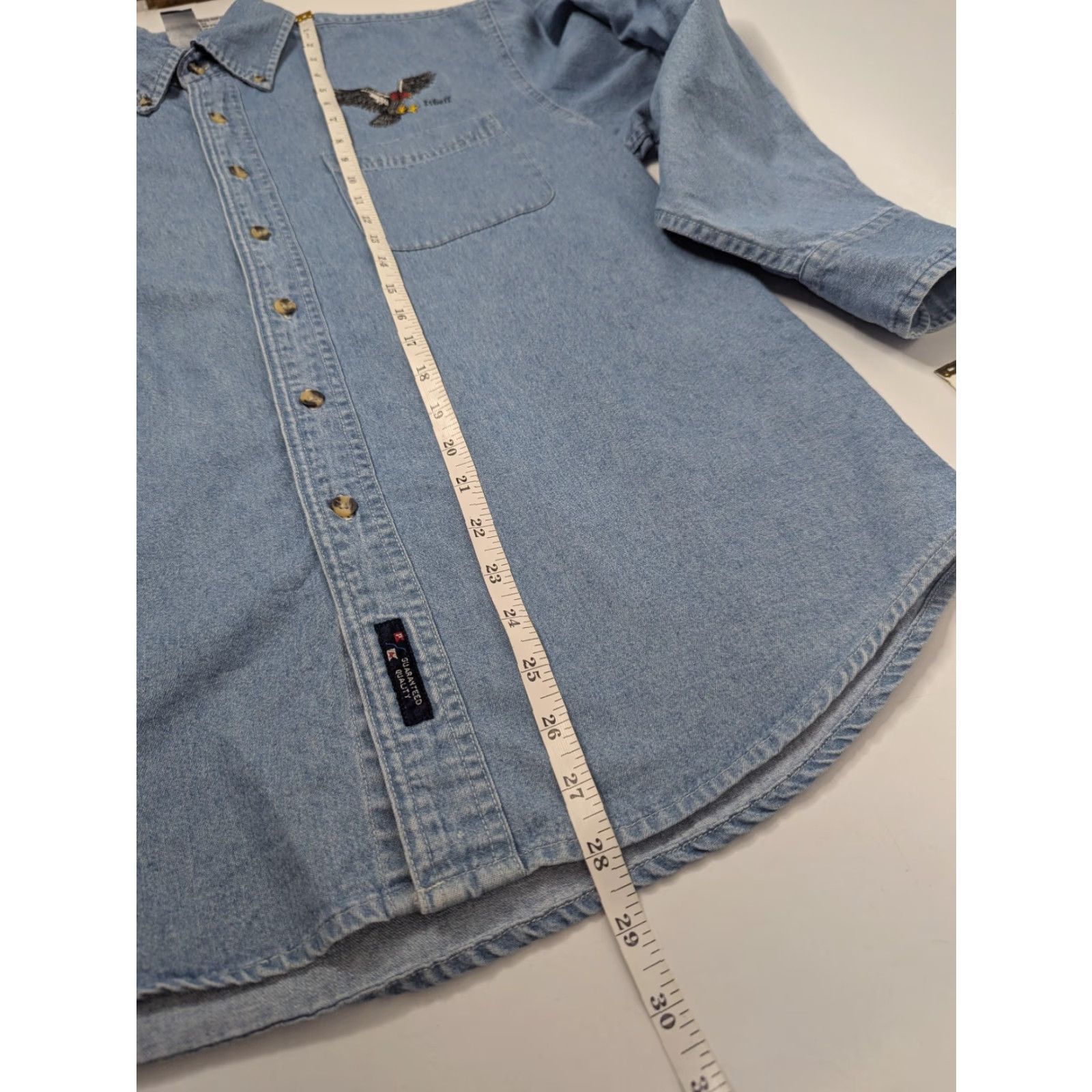 Port & Company Port & Company Denim Button-Up Shirt With Bird Isbell Logo Size Small Cotton Blue Mens Button-Down Long Sleeve Regular Fit Shirt Size US S / EU 44-46 / 1 - 6 Thumbnail
