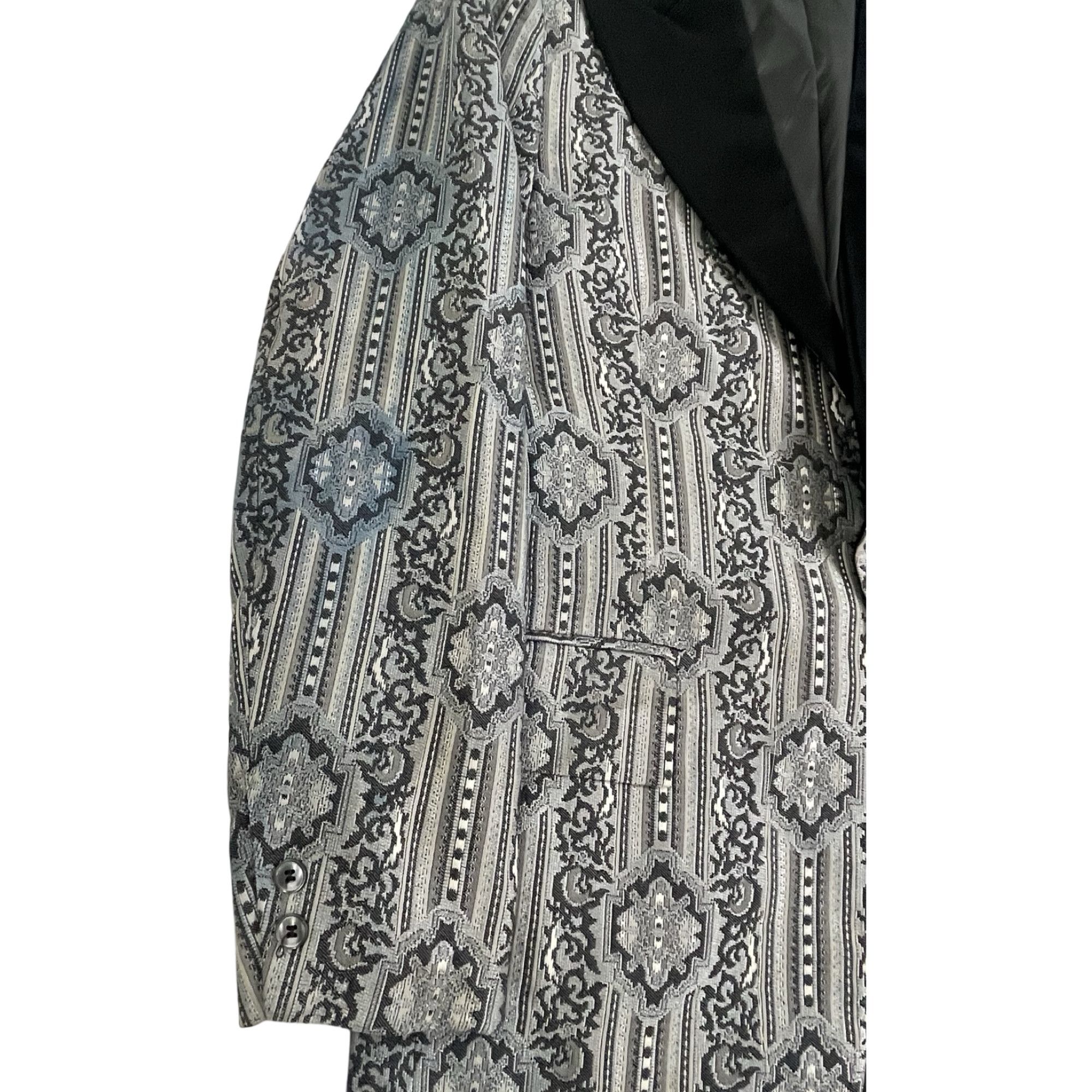 Vintage Vintage 1950s Silver Print Tuxedo Jacket Mens Size 39L Size 38L - 3 Thumbnail