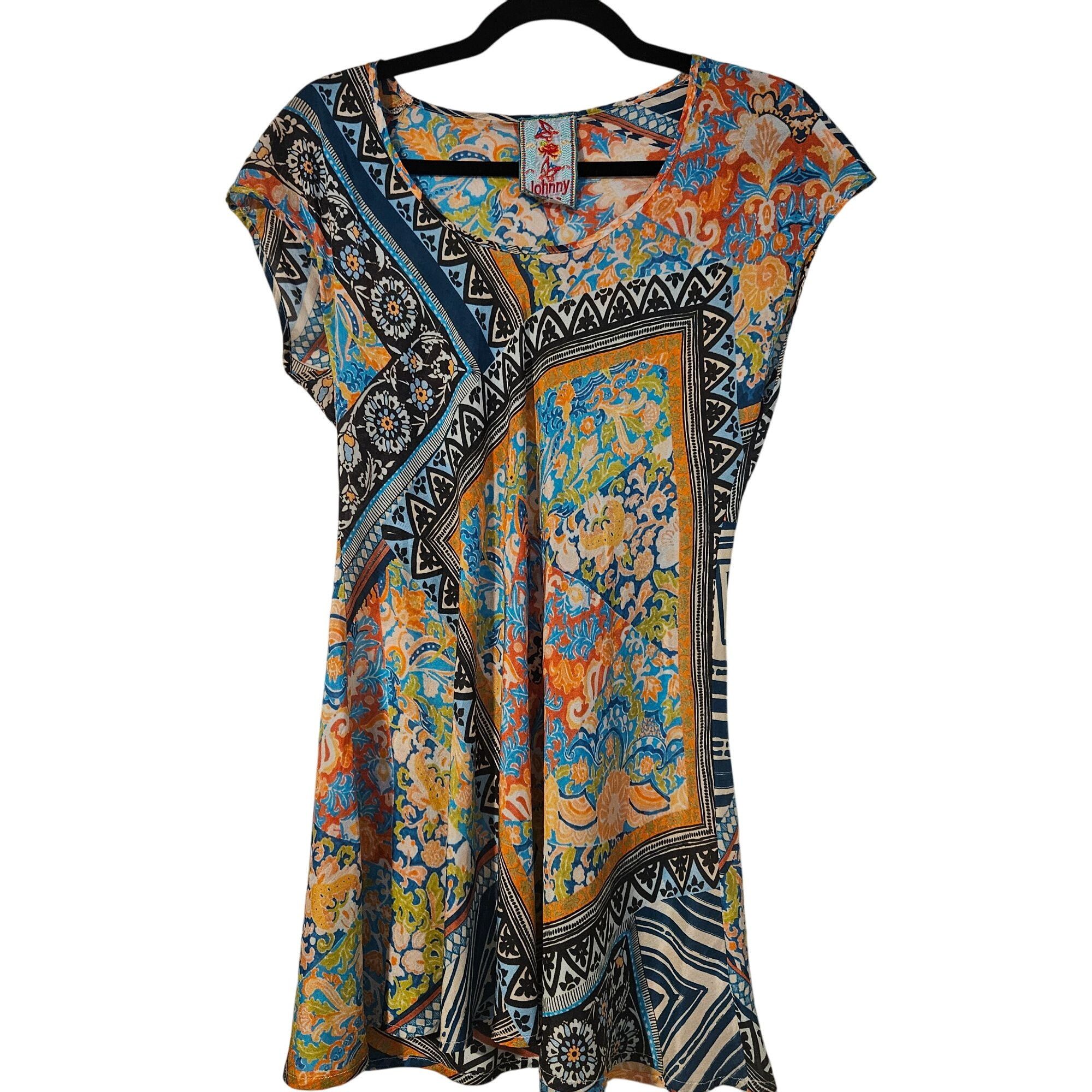 Johnny Was Johnny Was Women Silk Boho Tunic XS Multicolor Floral Geomet Size XS / US 0-2 / IT 36-38 - 2 Thumbnail