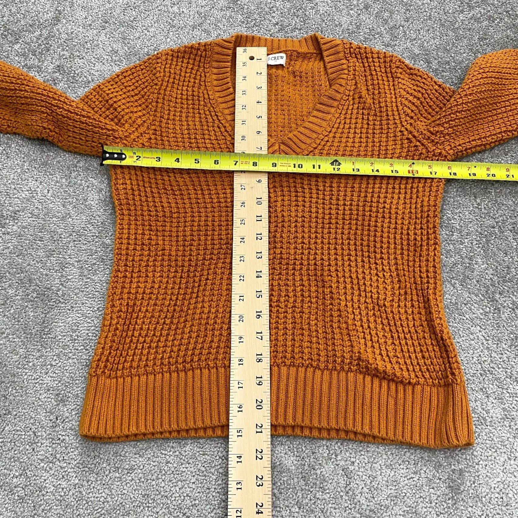J.Crew J.Crew Pullover Sweater Womens Medium Orange Waffle Knit Crochet Casual V-Neck Size M / US 6-8 / IT 42-44 - 7 Thumbnail