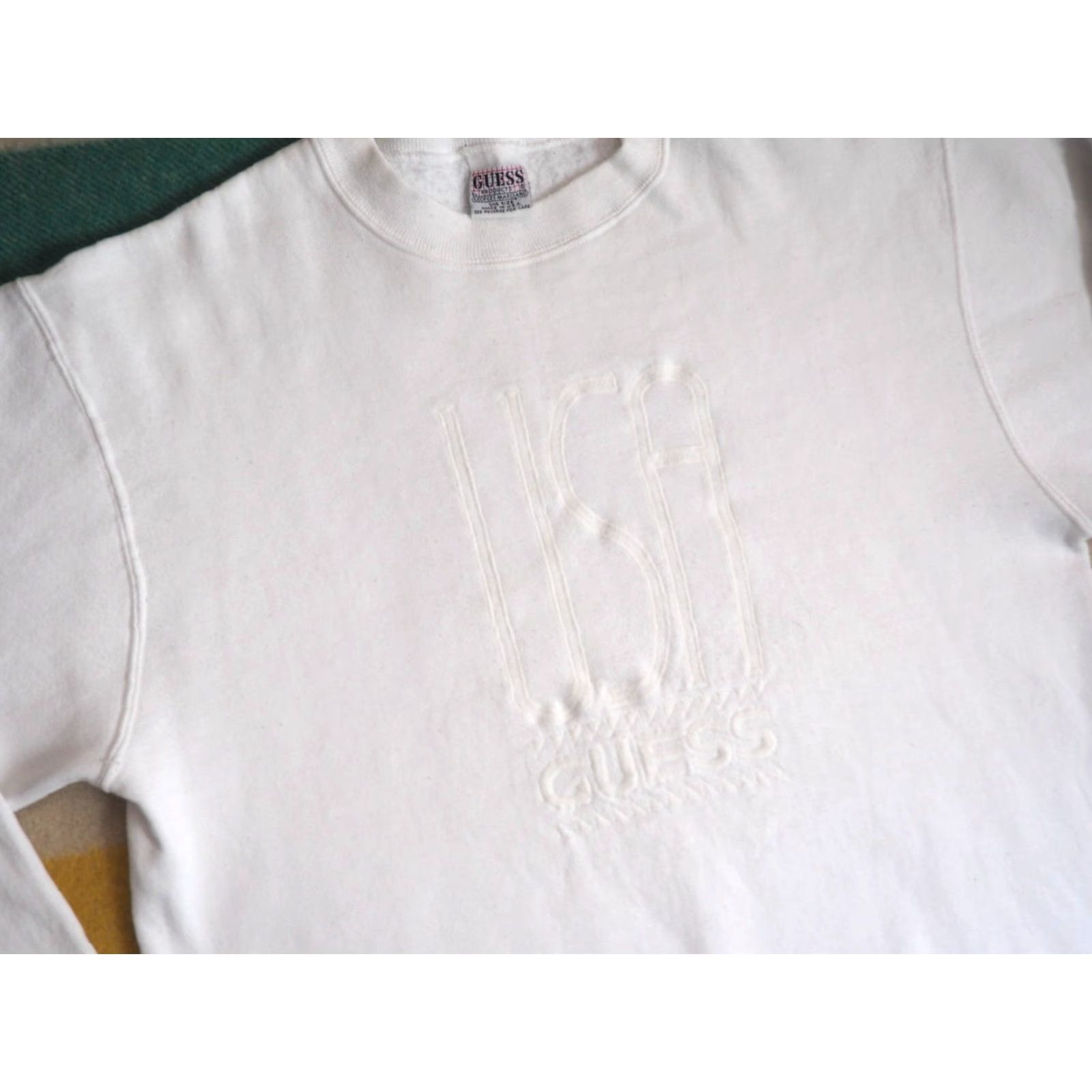 Guess VTG 80s 90s GUESS Sweatshirt Pullover White Unisex M Logo Crew Neck Fleece Cotton Long Sleeve USA Made Size US M / EU 48-50 / 2 - 4 Thumbnail