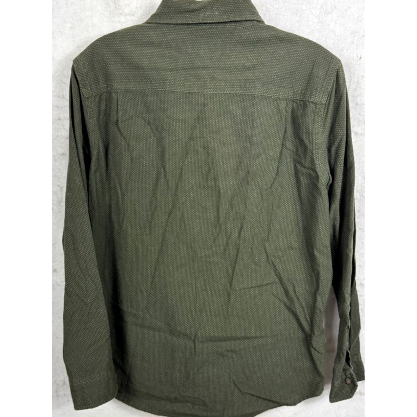 Vintage Bridge & Burn Shirt Mens Medium Green Dress Button Up Cotton L/S Pocket 125476 Size 40R - 4 Thumbnail