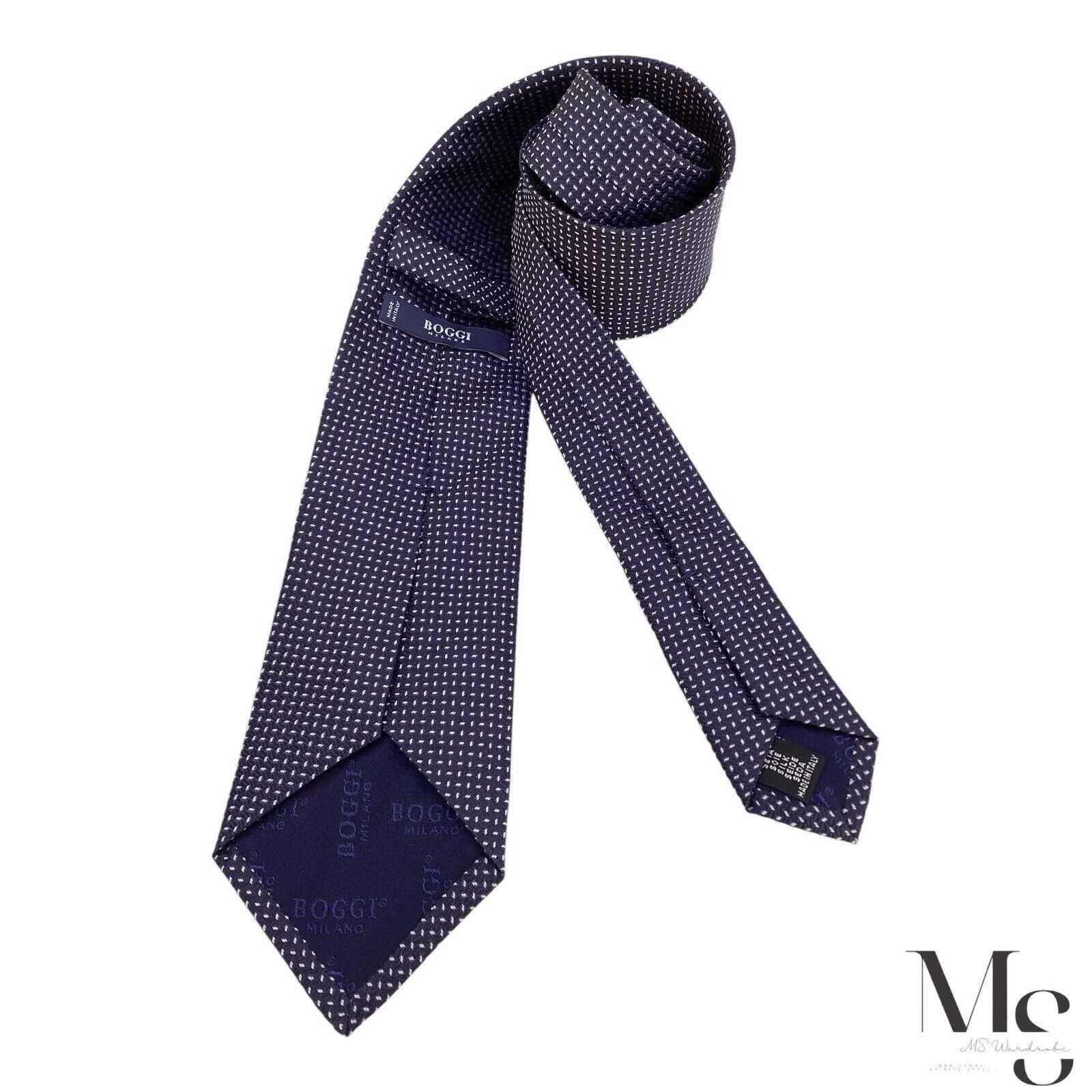 Boggi BOGGI MILANO Blue Geometric Luxury Silk Tie Made In Italy W: Size ONE SIZE - 1 Thumbnail