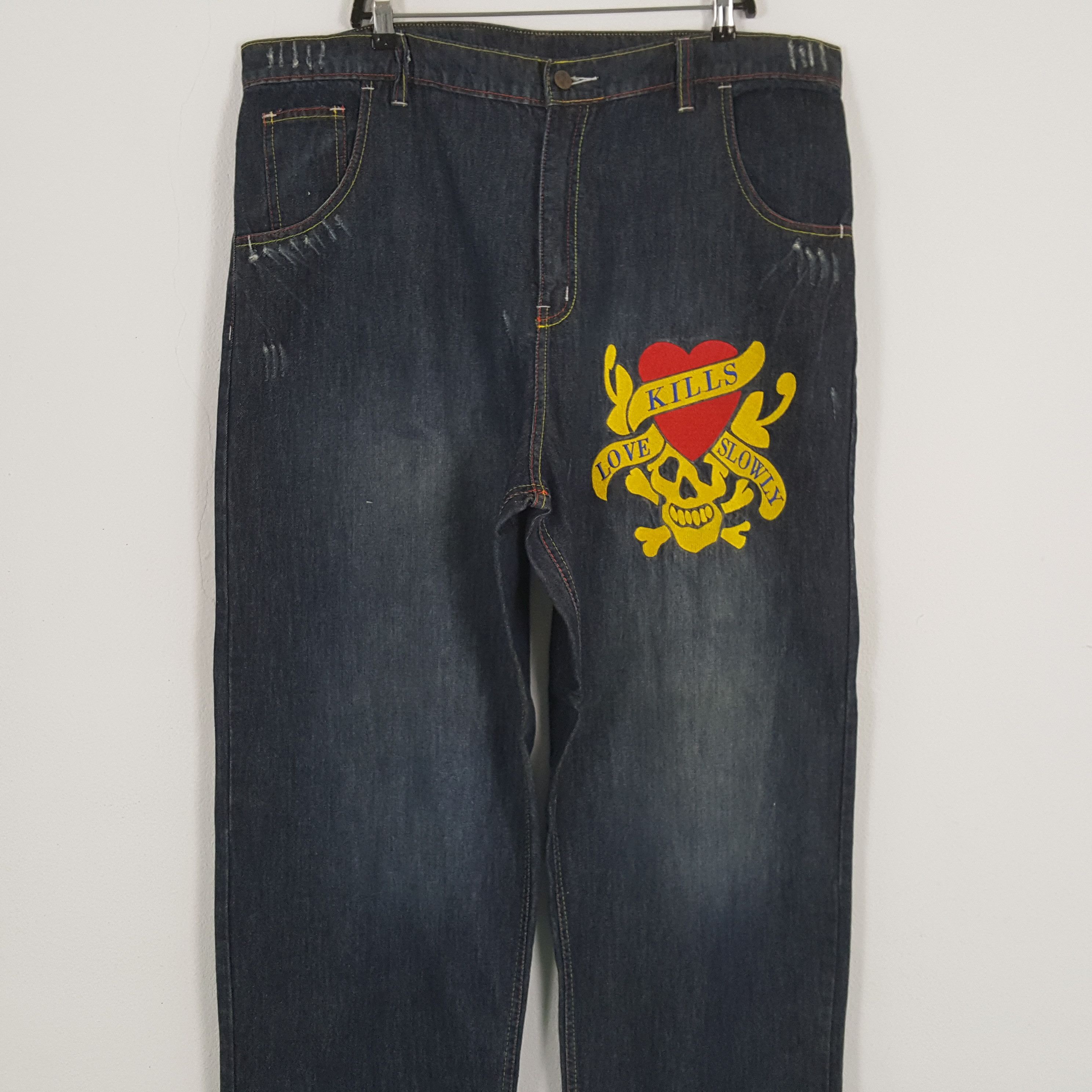 Christian Audigier × Ed Hardy × Vintage ED HARDY Fashion Designer Brand Custom Art Jeans Size US 43 - 5 Thumbnail