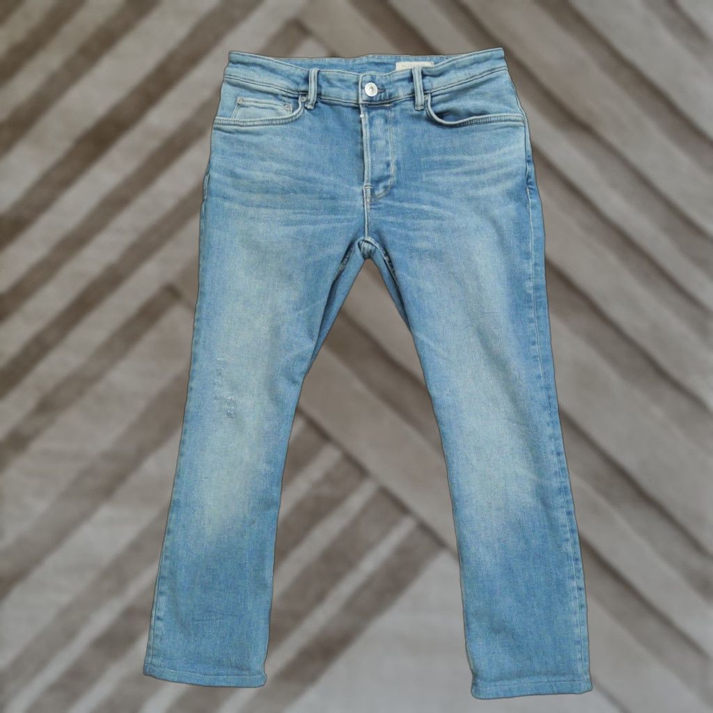 Allsaints AllSaints Jeans Womens 30 Blue Denim Pants Cropped Distressed Button Fly Skinny Regular Size 24" / US 00 / IT 34 - 1 Thumbnail