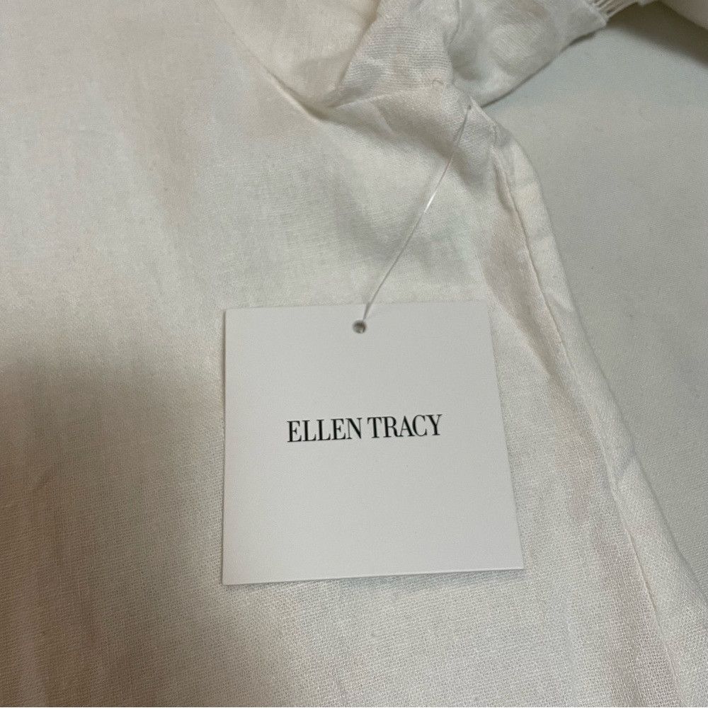 Ellen Tracy NWT New $89 Ellen Tracy Tie Neck Linen Blend White Top Size Size M / US 6-8 / IT 42-44 - 9 Thumbnail