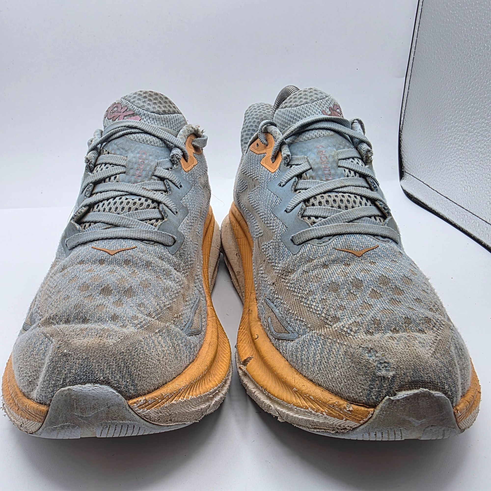 Hoka Hoka One One Clifton 9 Womens Sise 9 B Gray Orange Athletic Size US 9 / IT 39 - 2 Thumbnail