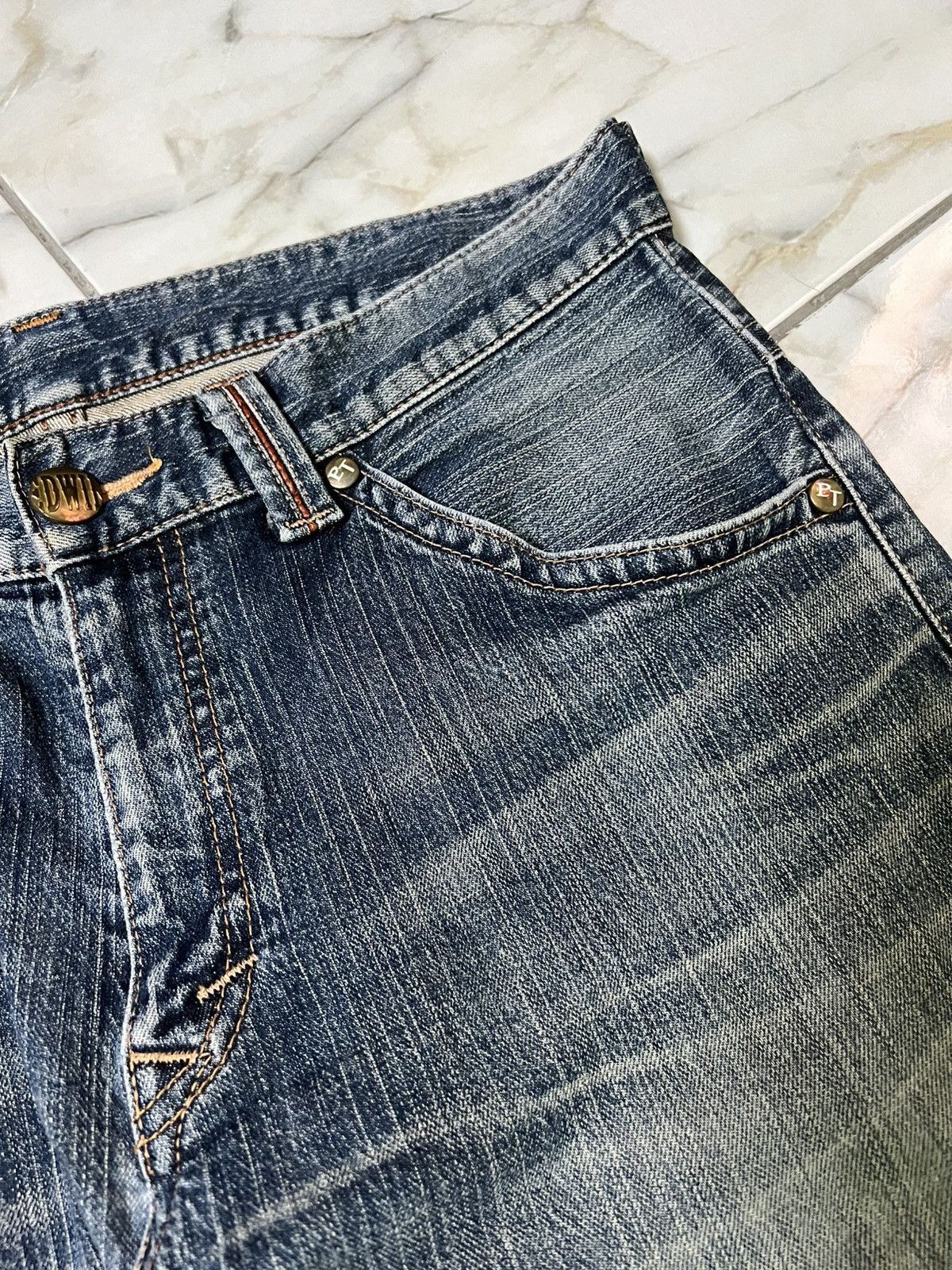 Edwin 💥Baggy💥Vintage Edwin Blue Trip Washed Distress Jean Size US 34 / EU 50 - 8 Thumbnail