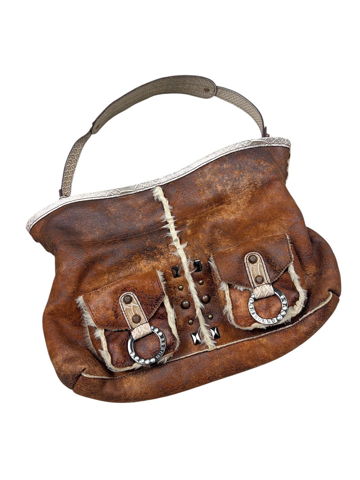 Guess Y2K Guess Vegan Leather Faux Fur Shoulder Bag Size ONE SIZE - 13 Thumbnail