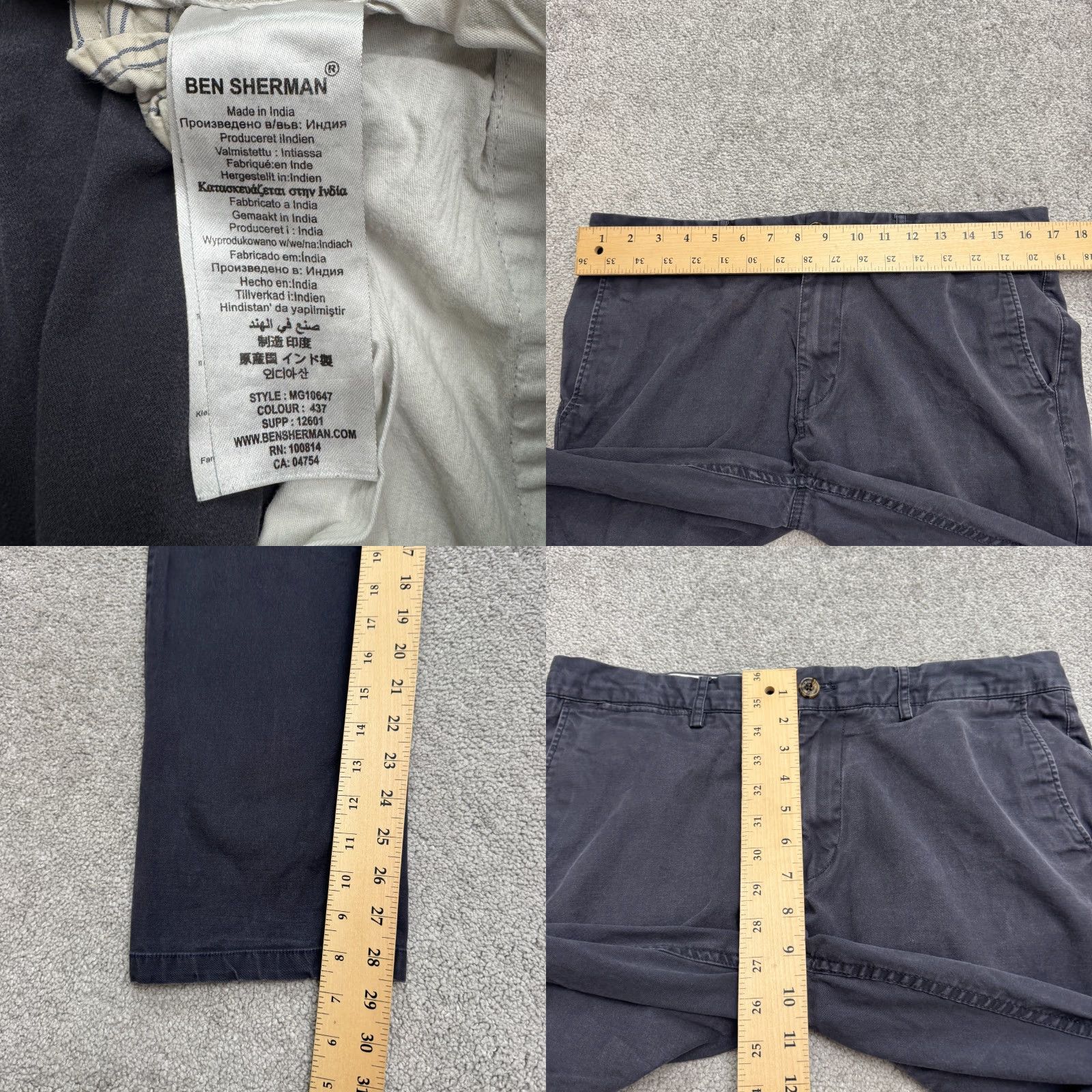 Ben Sherman Ben Sherman Pants Mens 34x34 Chino Straight Leg Cotton Navy Blue Casual Size US 34 / EU 50 - 9 Thumbnail
