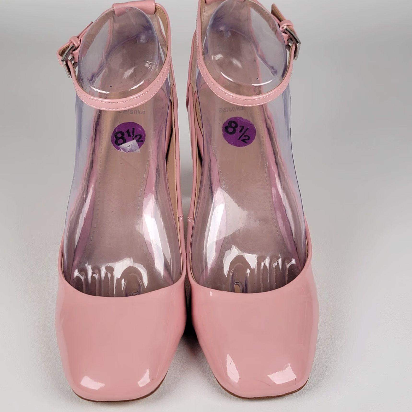 Bershka Bershka Women’s Blush Pink Strappy Heels Size 39/8.5 Sh o e Block Heel Patent Leather Party/Cocktail Womens Size US 9 / IT 39 - 2 Thumbnail