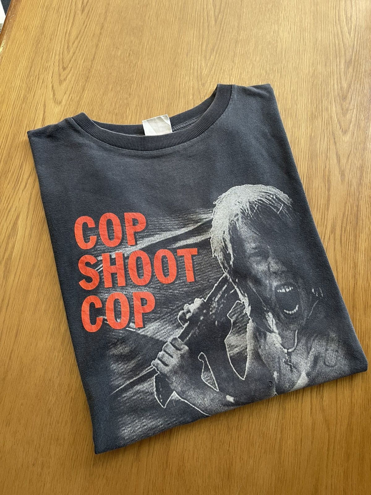 Band Tees Vintage Fade Black Cop Shoot Cop Ask Question Later T shirt Size US XL / EU 56 / 4 - 1 Thumbnail