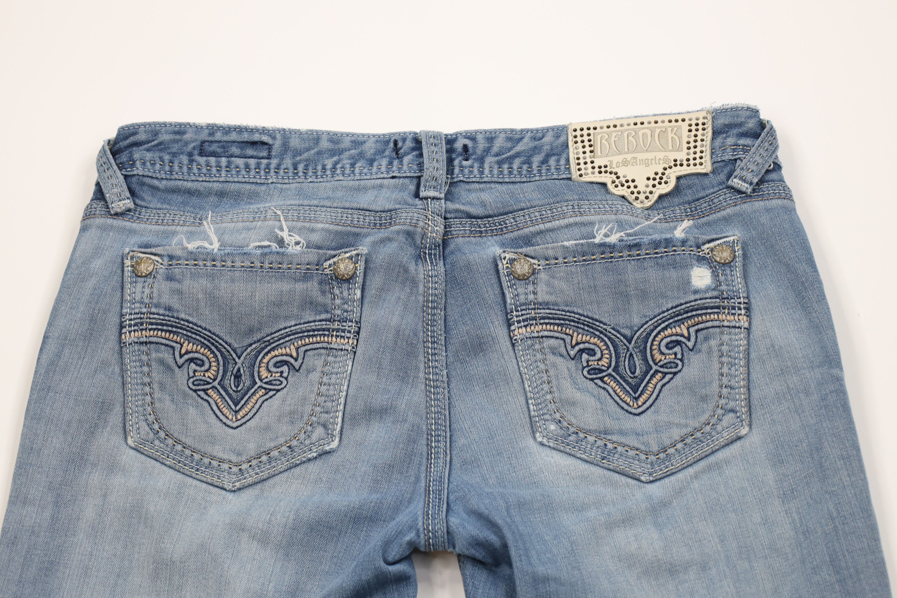 Vintage Express Rerock Stretch Skinny Crop Denim Jeans Blue Size 28" / US 6 / IT 42 - 13 Thumbnail