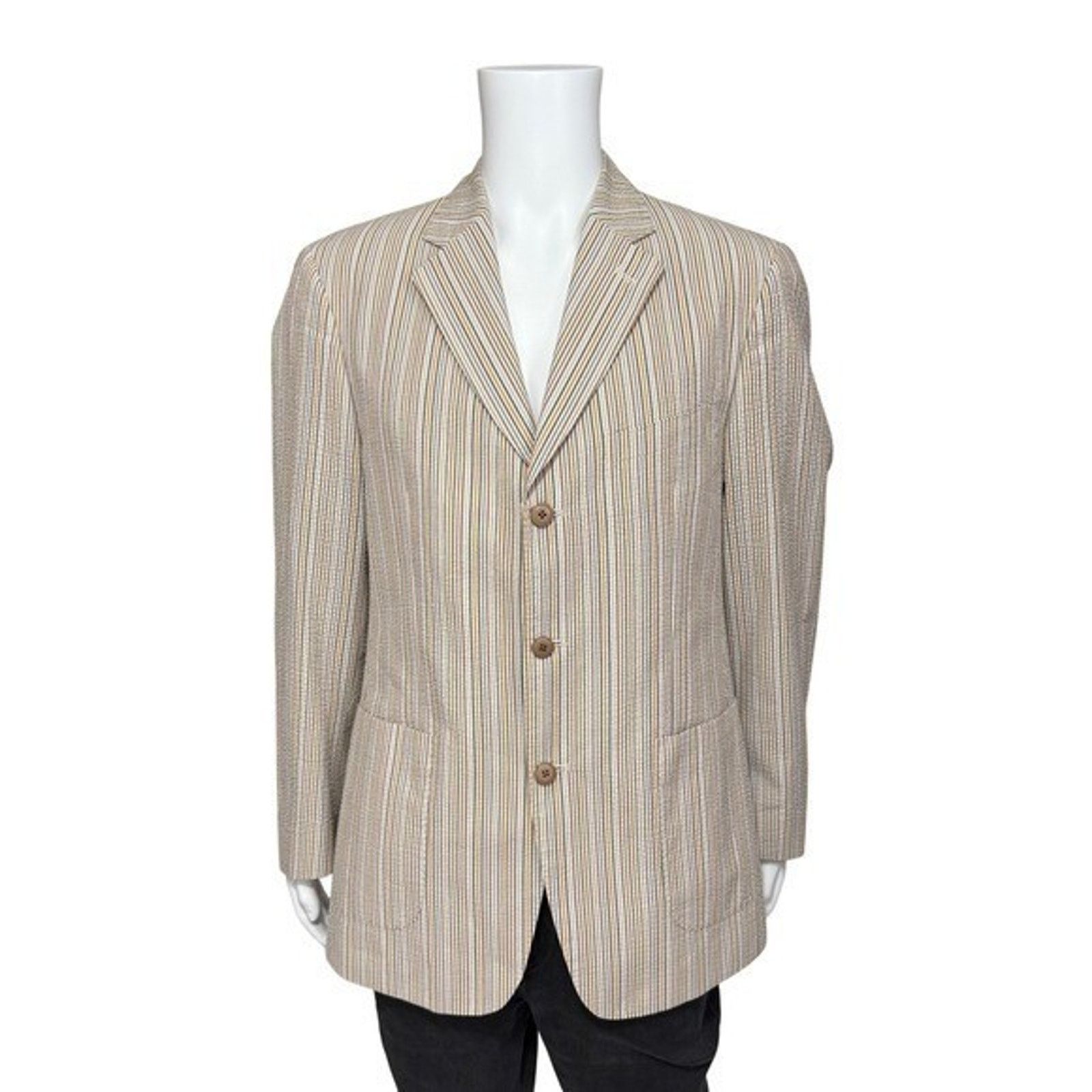 Johnston & Murphy Johnston Murphy Mens Striped Seersucker Blazer Jacket Size M Size 38R - 1 Thumbnail