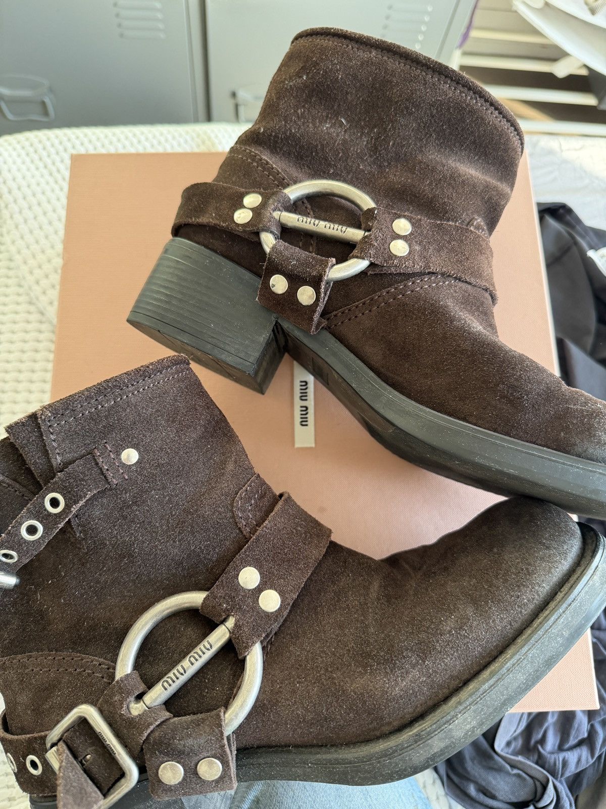 Miu Miu Miu Miu Size 41 Buckle Suede Ankle Boots Size US 11 / IT 41 - 3 Thumbnail