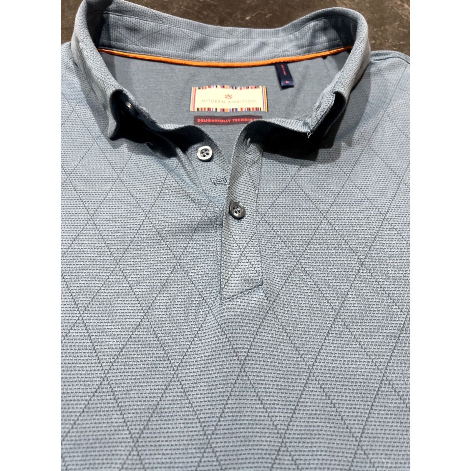 Vintage Ambition Polo Shirt Blue Mens XL Short Sleeve Casual Golf Moisture Wicking Stretch Button Collared Regular Cotton Polyester Size US XL / EU 56 / 4 - 4 Thumbnail