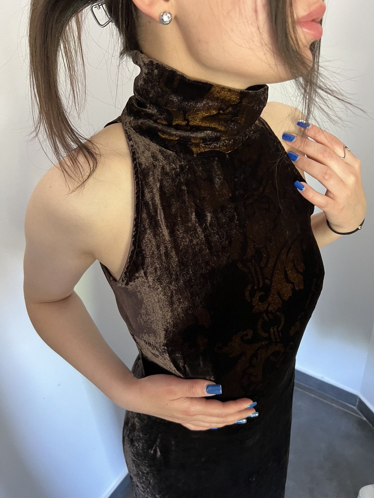 Designer × Versace × Versace Jeans Couture Archive Versace Jeans Couture velour maxi DRESS Size S / US 4 / IT 40 - 6 Thumbnail