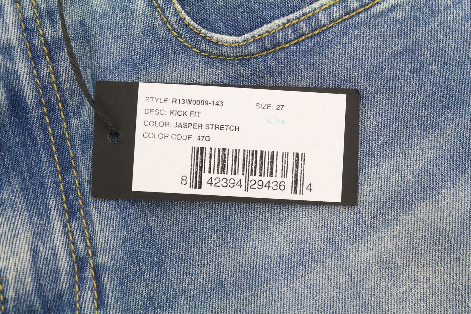 R13 KICK 27 Jasper Stretch Washed Ankle Length Jeans 84420 Size 27" / US 4 / IT 40 - 7 Thumbnail