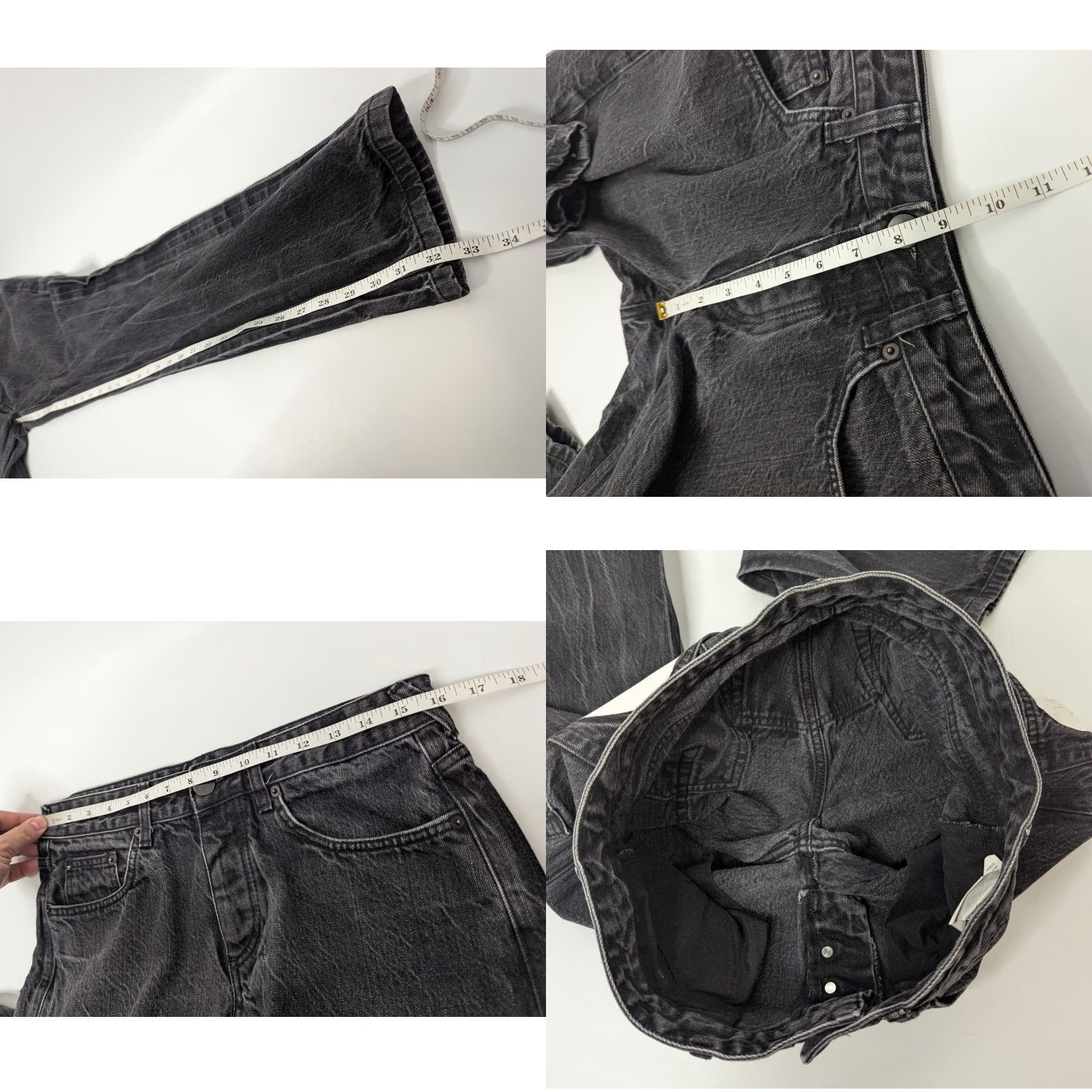 Denime BySlik Made In Da Field Dead Player Skull Pockets Button Fly Black Denim Jeans Size US 32 / EU 48 - 8 Thumbnail