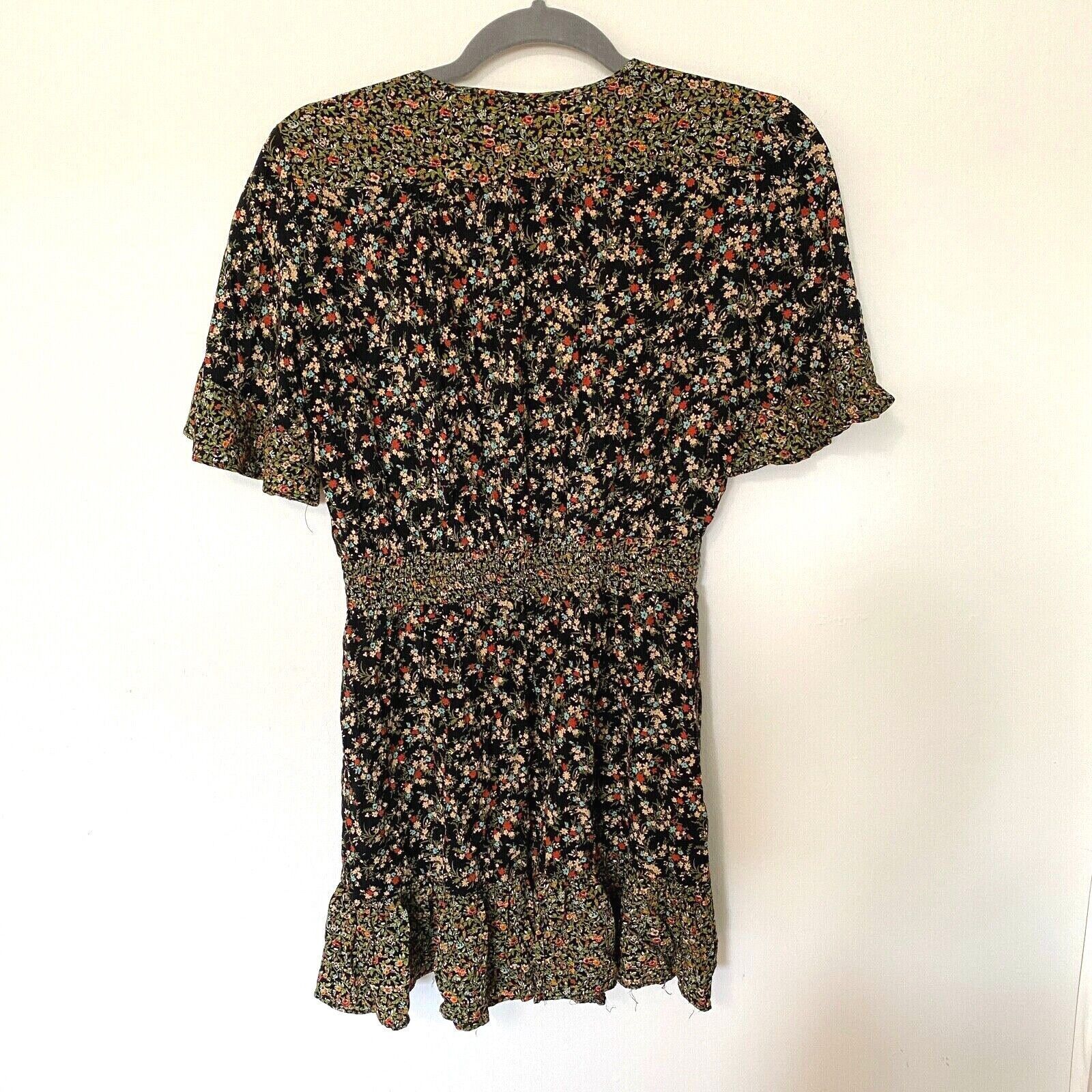 Zara Zara Black Multi Floral Tiered Ruffle Mini Tie Front Small Size S / US 4 / IT 40 - 5 Thumbnail