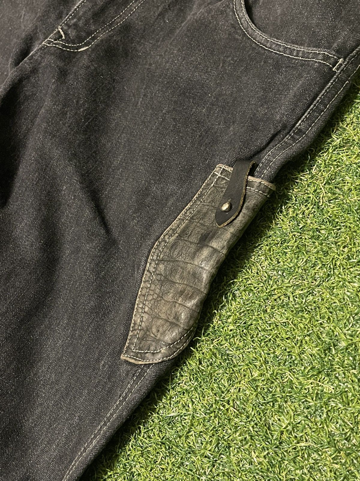 Obelisk Obelisk Black Crocodile Flared Jeans Size US 34 / EU 50 - 3 Thumbnail