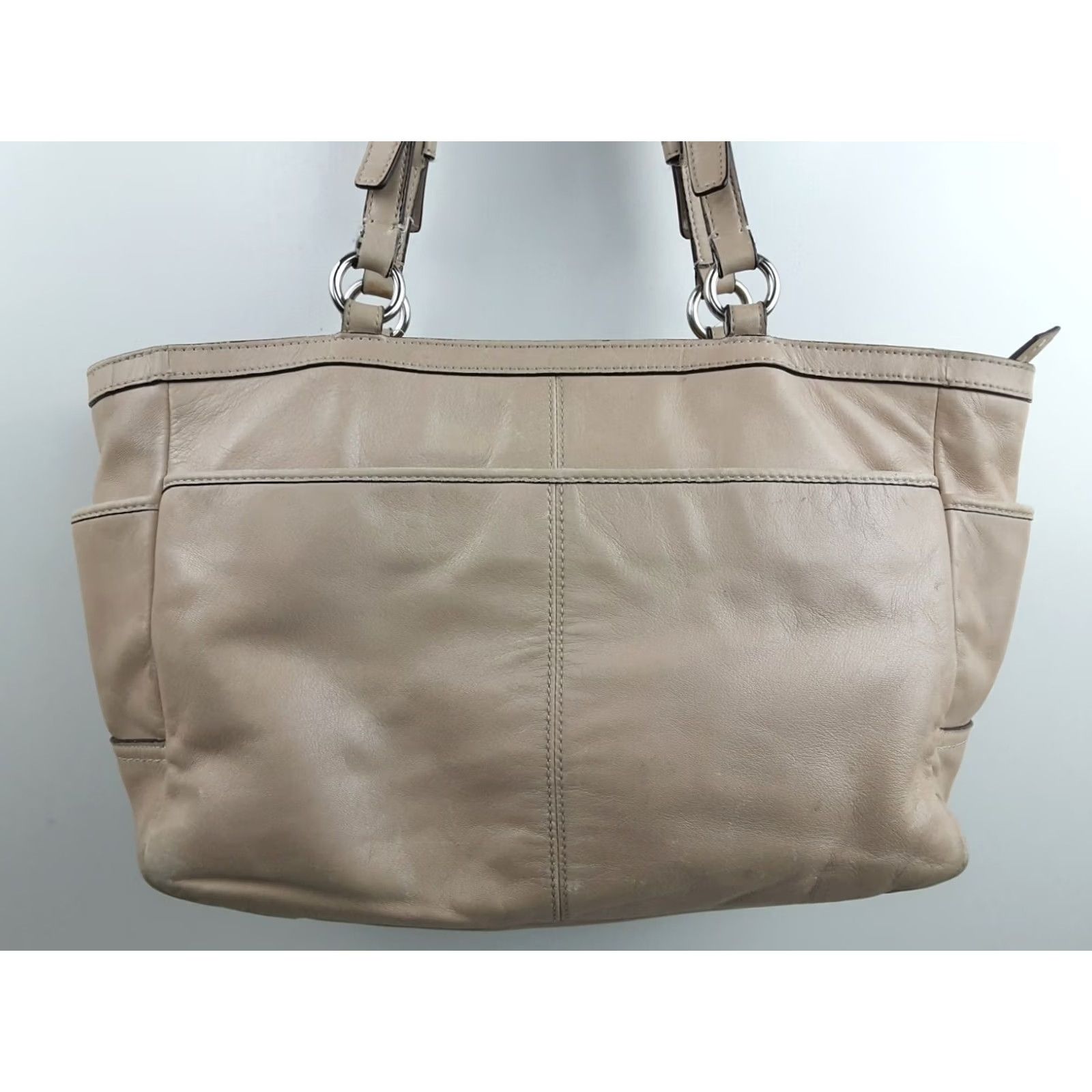 Coach VINTAGE Coach F17721 Gallery Leather Shoulder Handbag Tote Purse Beige Womens Medium XL? Size ONE SIZE - 5 Thumbnail