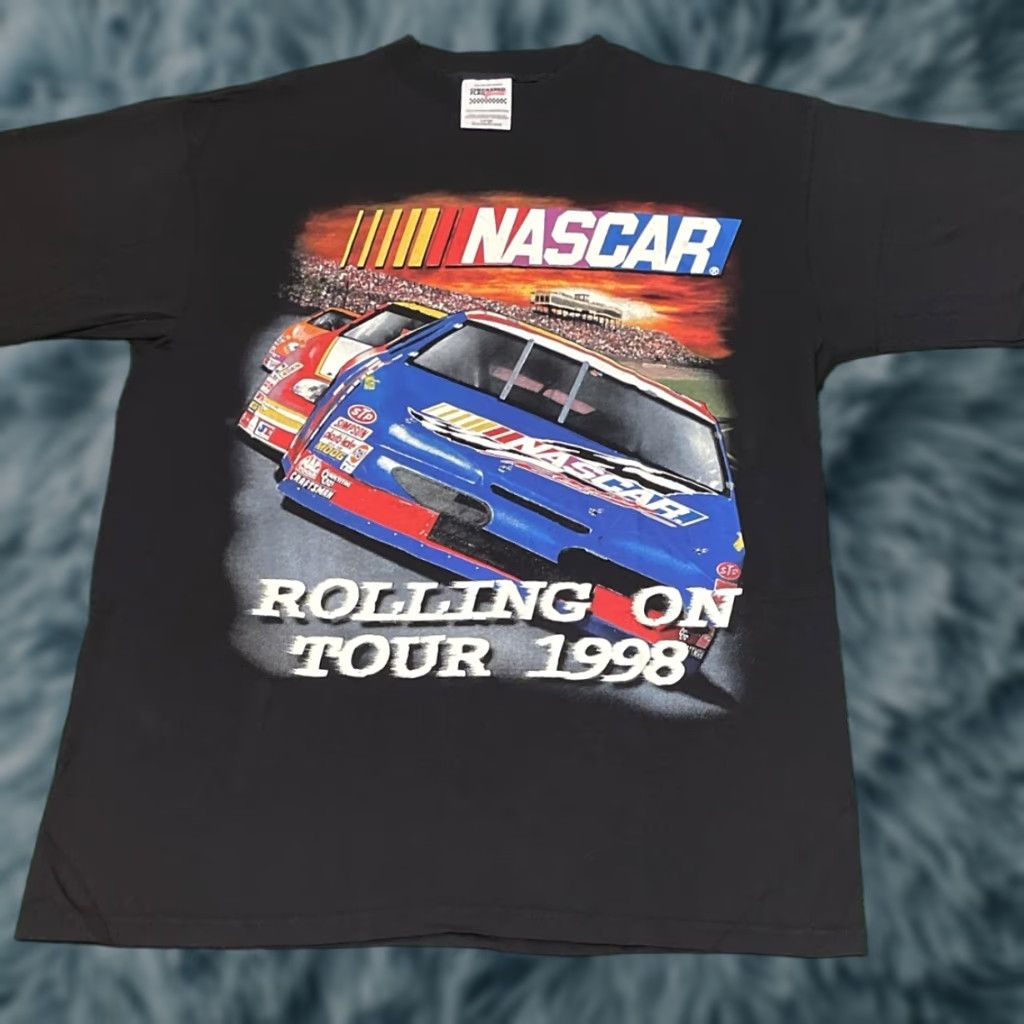 NASCAR VINTAGE 90s Nascar Double-Sided Winston Cup Rolling On Tour Shirt Men L Black Mens Size US L / EU 52-54 / 3 - 1 Thumbnail
