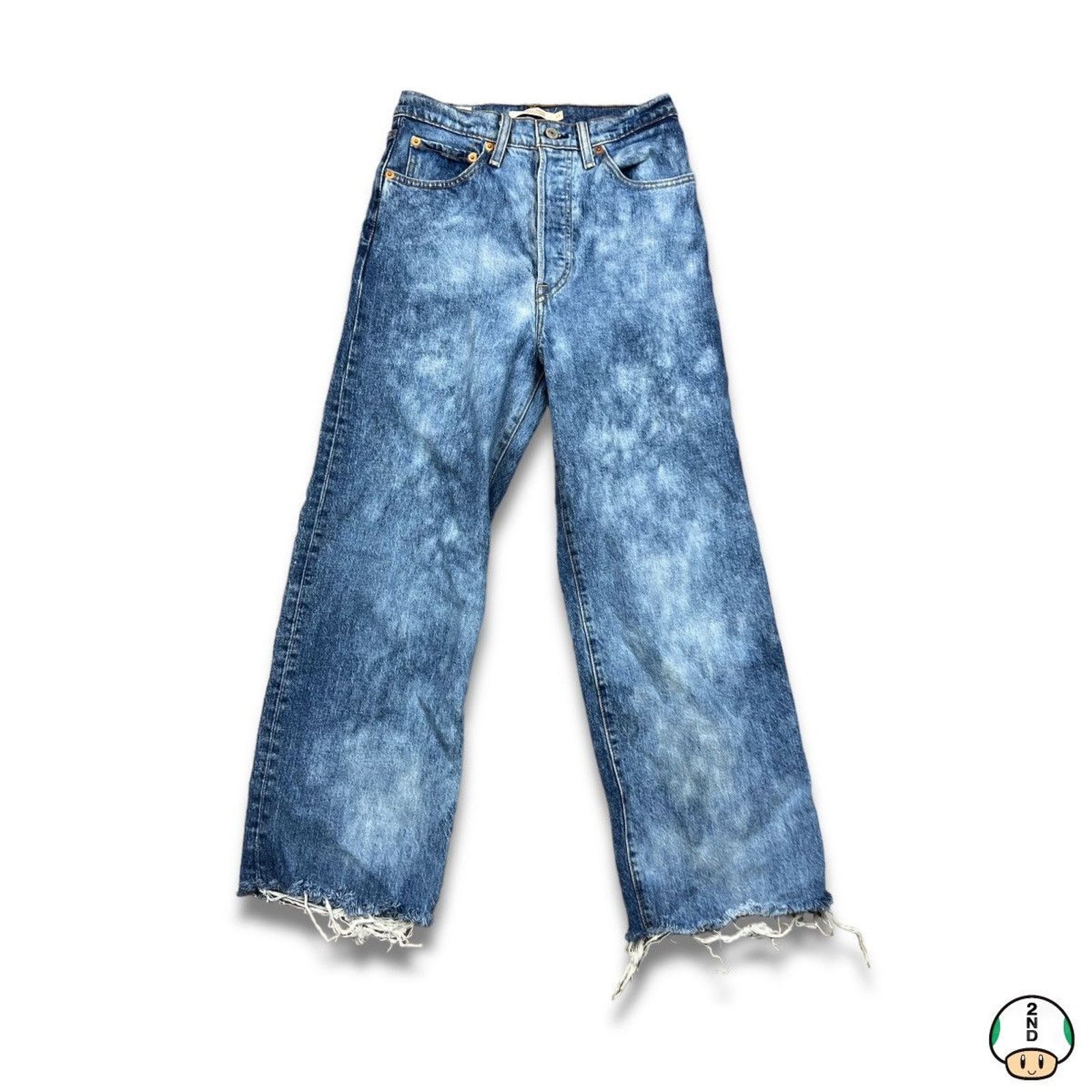 Levi's × Vintage Levi's Jeans 26x24 Ribcage Straight Distressed Denim Pants Size US 26 / EU 42 - 1 Thumbnail