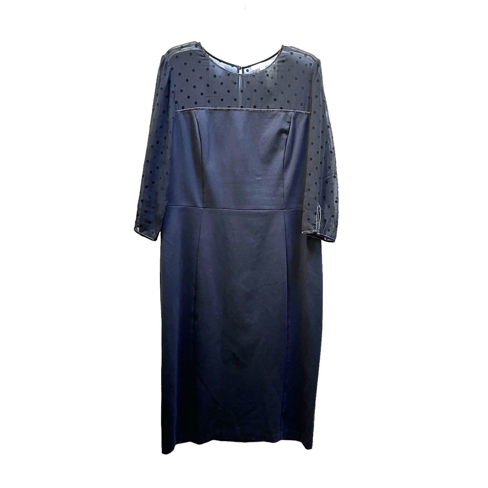 Boden Boden Isabella Black Ponte Polka Dot Mesh Sheath Midi Dress Size XL / US 12-14 / IT 48-50 - 2 Thumbnail