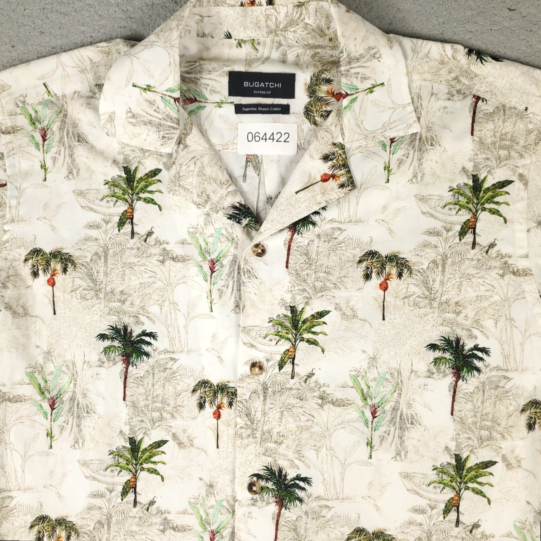BUGATCHI Bugatchi Uomo Shirt Mens Medium Beige Floral Camp Collar Short Sleeve Button-Up Size US M / EU 48-50 / 2 - 2 Thumbnail