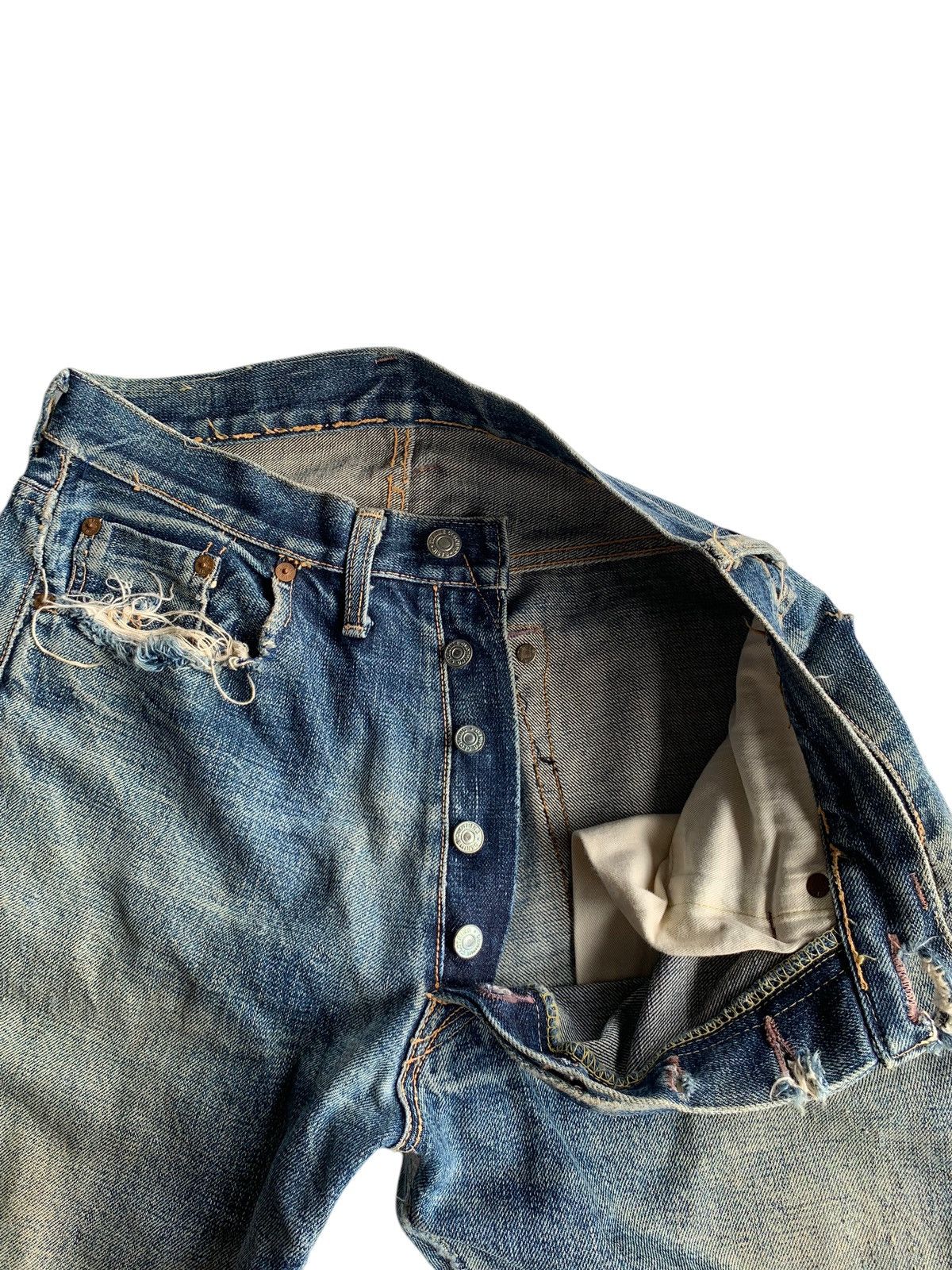 Denime × Japanese Brand VINTAGE DENIME BUTTON FLY SELVEDGE DISTRESSED DENIM JAPANESE Size US 29 - 9 Thumbnail