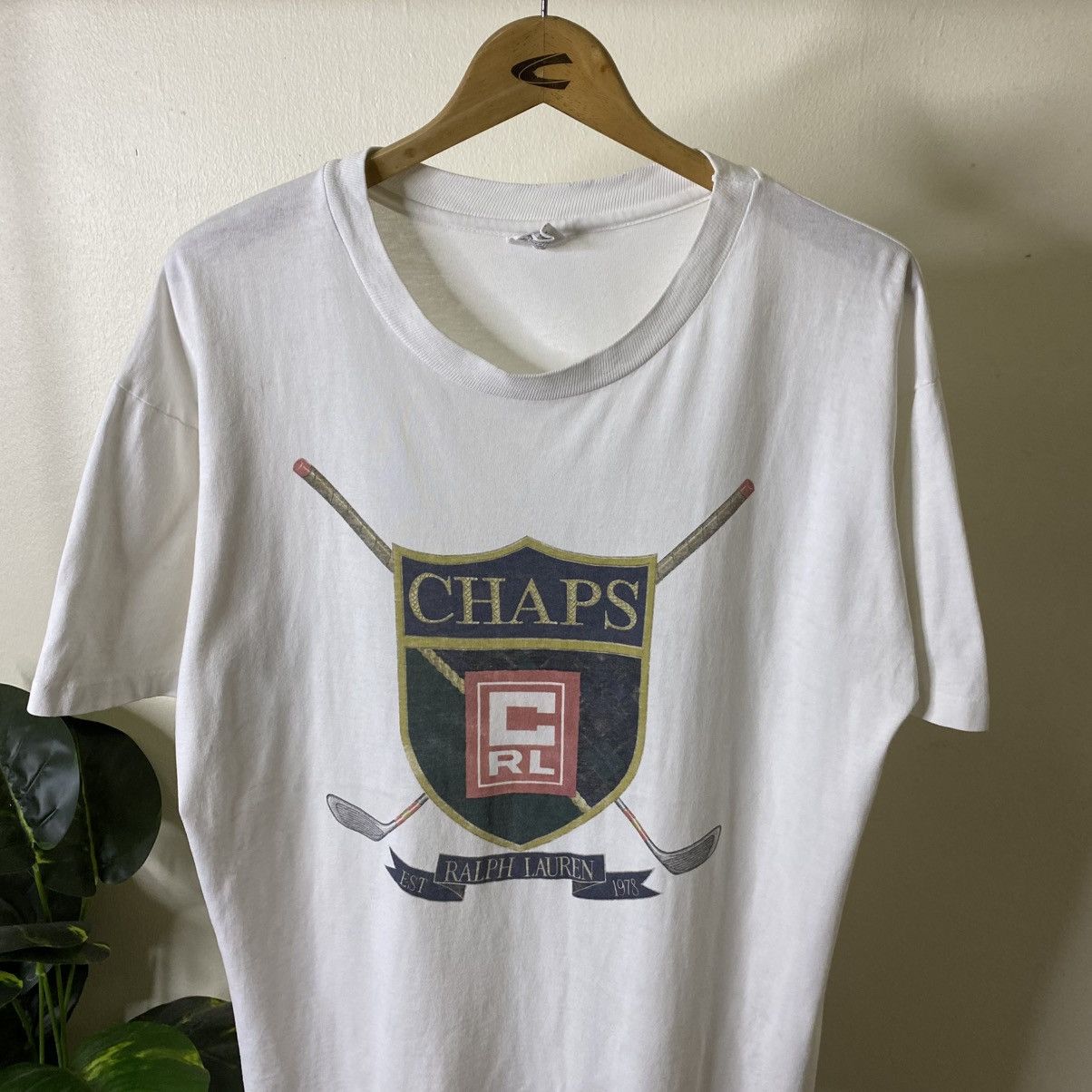 Chaps Ralph Lauren Vintage 1990s Chaps Ralph Lauren Big Logo T Shirt Size US L / EU 52-54 / 3 - 2 Thumbnail