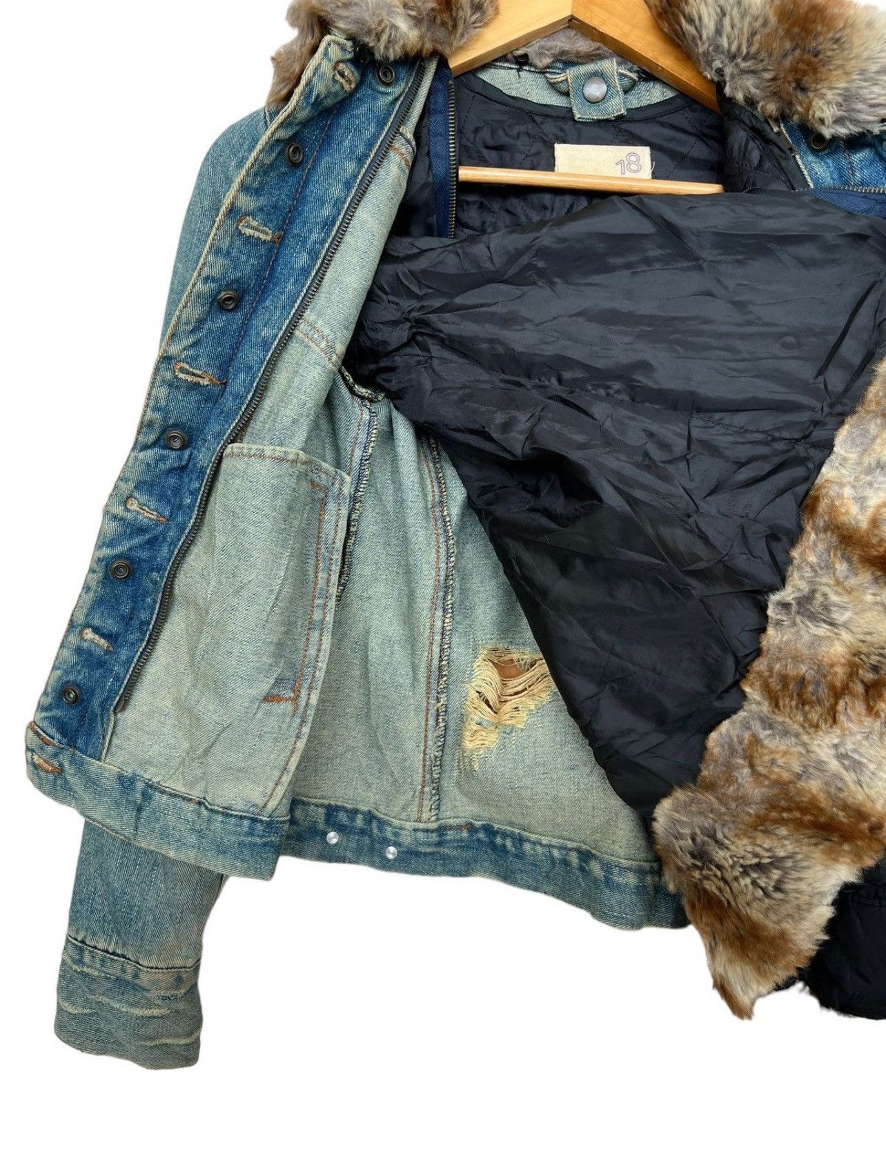 Japanese Brand Japanese Brand Fur Denim Jacket Distressed Denim Jacket S Size S / US 4 / IT 40 - 17 Thumbnail