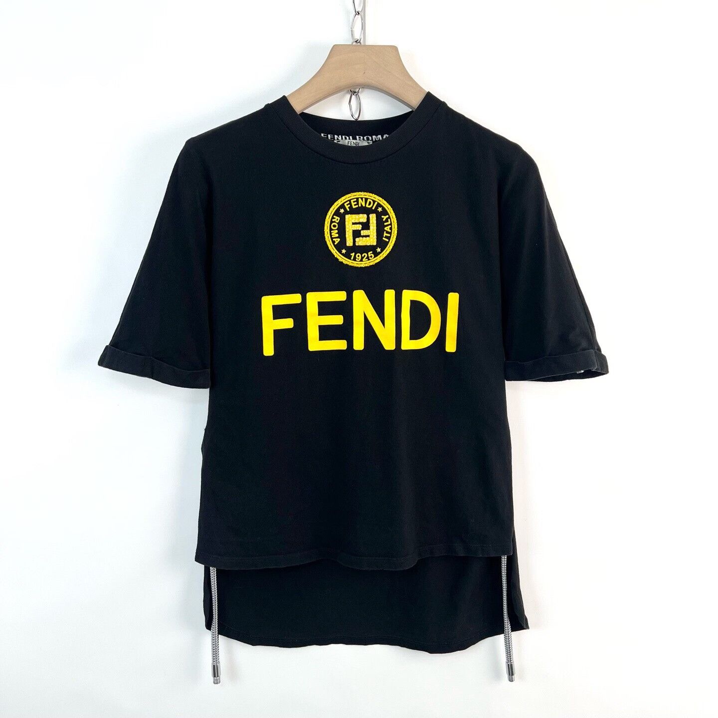 Fendi Fendi Crystal Logo Black Short-Sleeve T-Shirt Size S / US 4 / IT 40 - 1 Thumbnail