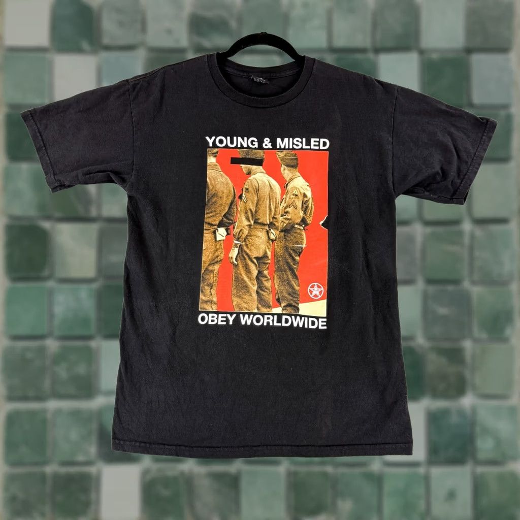 Obey OBEY Young & Misled T Shirt Mens M Black Graphic Knit Cotton Crew Neck Short Sleeve Skate Streetwear Casual Logo City Classic Designer Mens Size US M / EU 48-50 / 2 - 1 Thumbnail