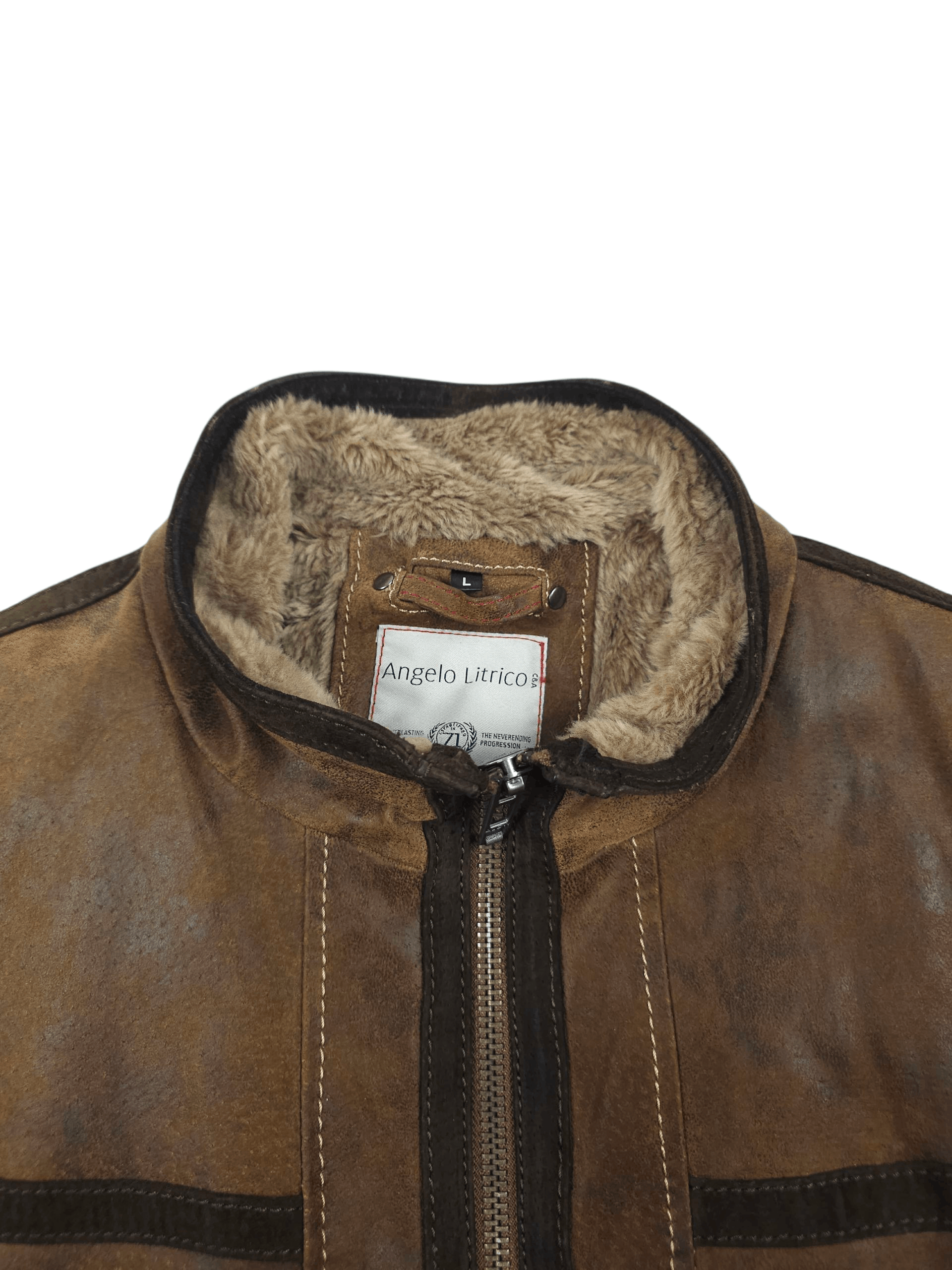 Vintage 💎 90's Vintage Leather Utility Bomber Biker Zip Jacket L Size US L / EU 52-54 / 3 - 4 Thumbnail