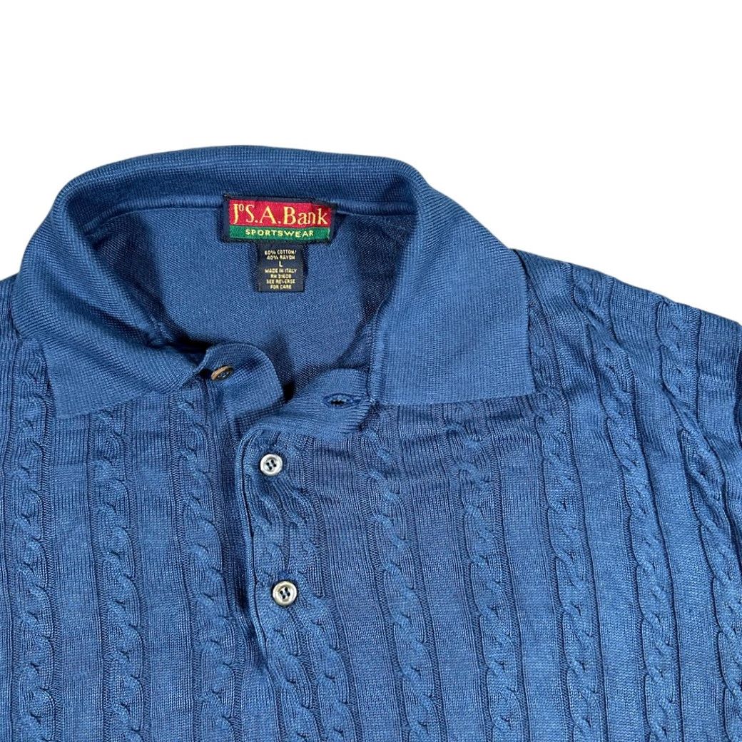 Jos. A. Bank VINTAGE Jos A Bank Polo Shirt Adult LARGE Blue Cable Knit Italy 90s Polo Mens Size US L / EU 52-54 / 3 - 2 Thumbnail