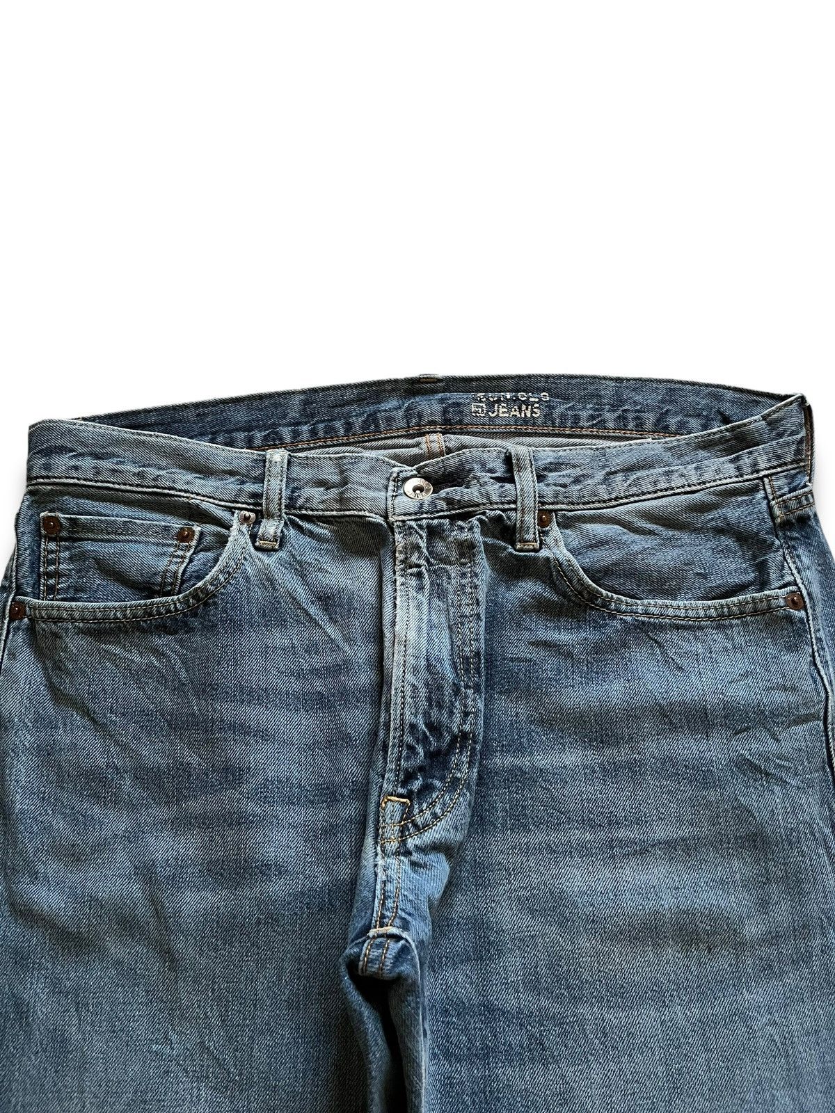 Japanese Brand × Uniqlo Vintage Japanese Uniqlo Selvedge Distressed Loose Blue Jeans Size US 35 - 5 Thumbnail