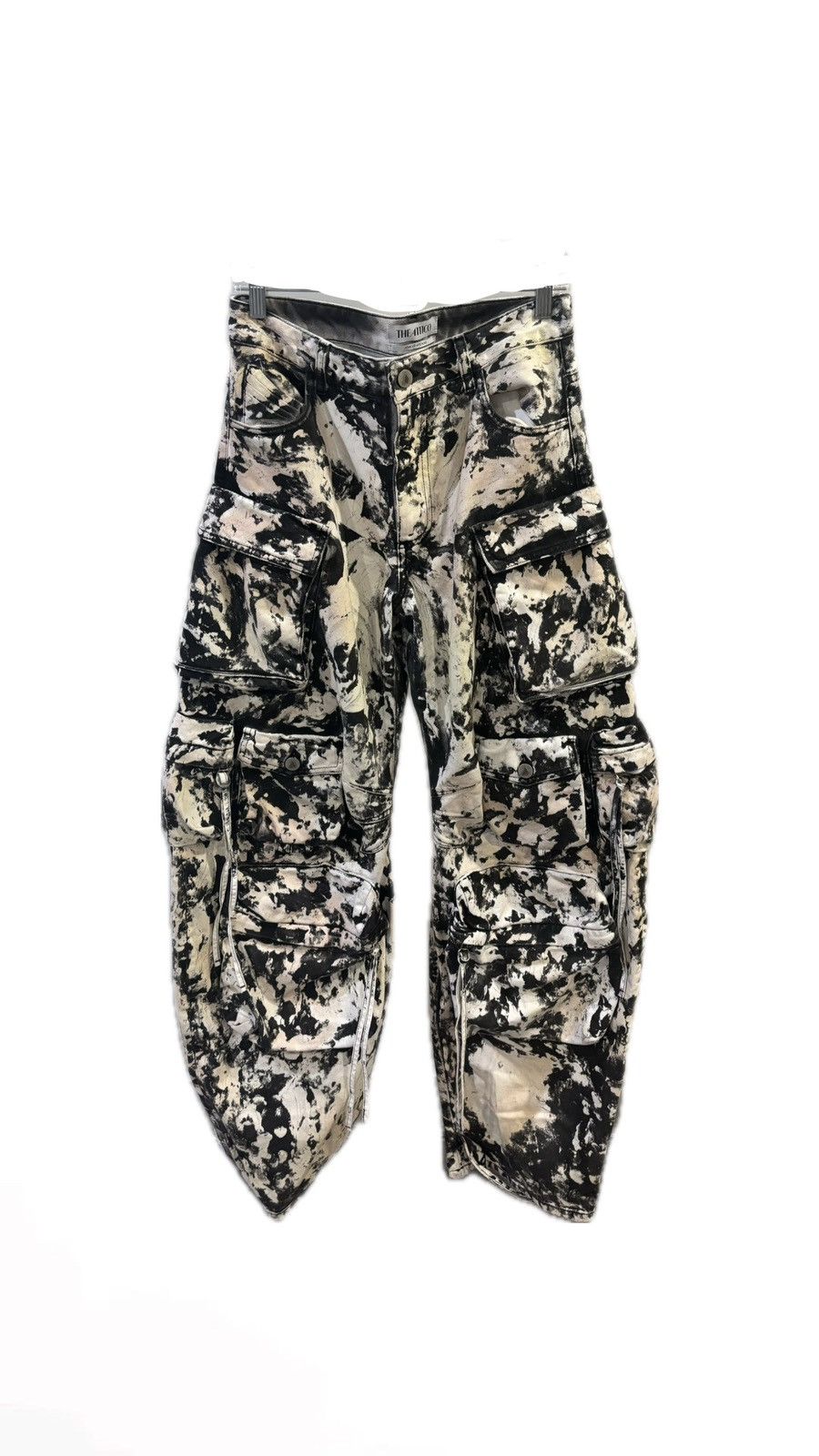 The Attico The Attico “Fern” Printed Wide-Leg Cargo Jeans Size 25" / US 0 / IT 36 - 1 Thumbnail