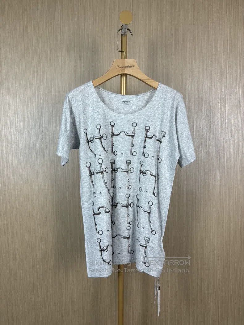 Hermes Hermes Gray Printed Letter H Short Sleeve Size XXS / US 00 / IT 34 - 1 Thumbnail