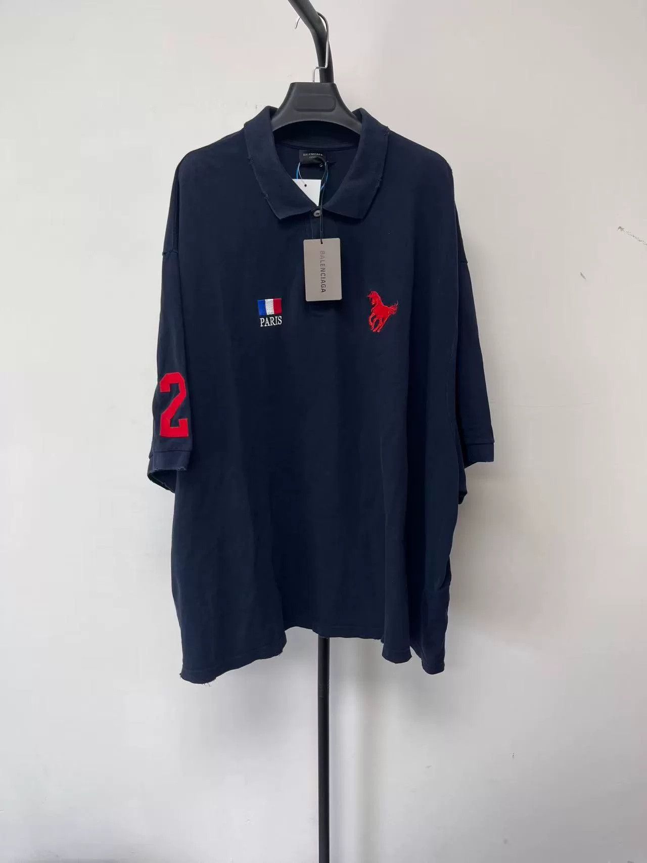 Balenciaga Balenciaga Embroidered Short Sleeve Polo Size US M / EU 48-50 / 2 - 1 Thumbnail